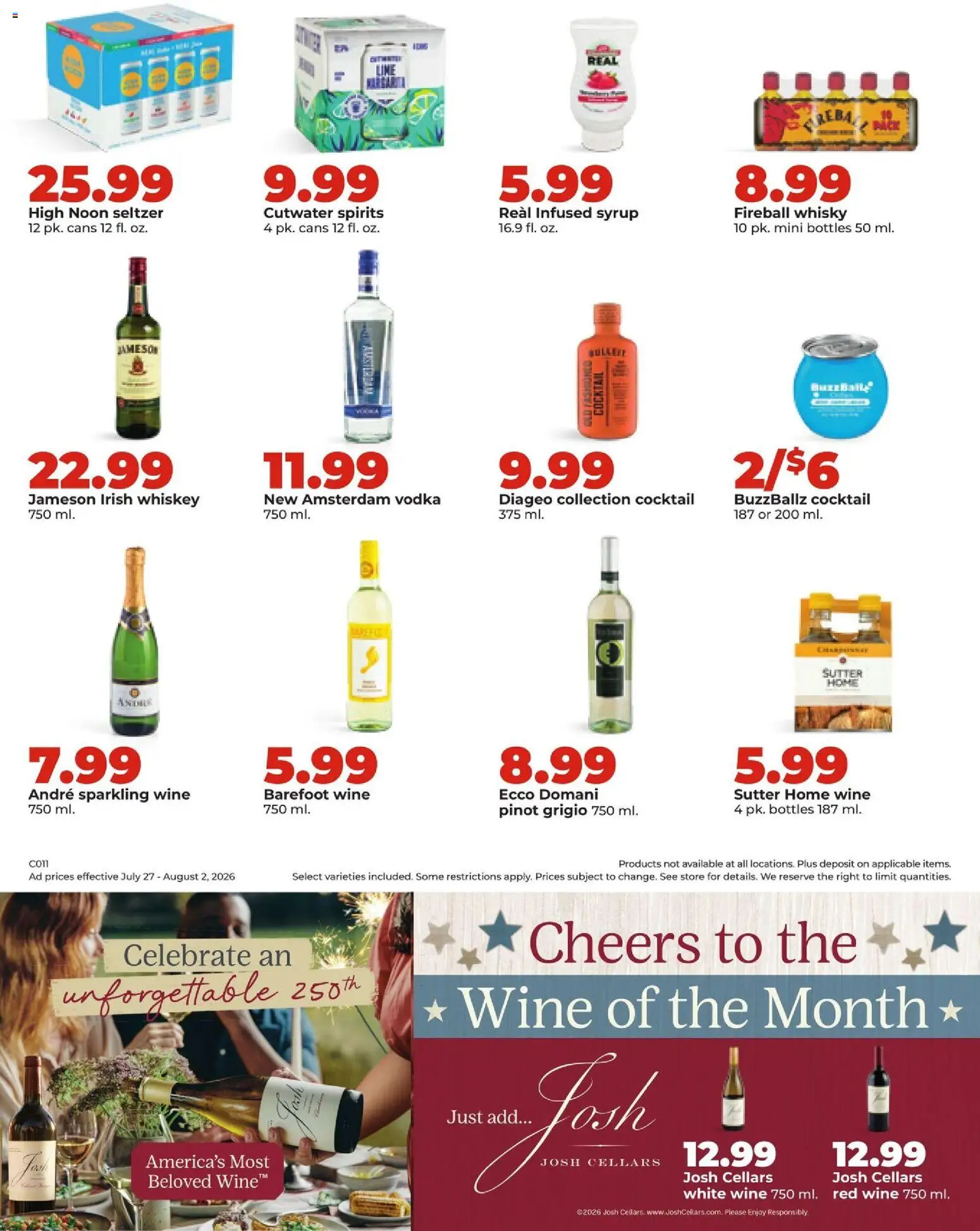 HyVee Weekly Ad - valid from 07/27/2026 | Page: 40 | Products: Wine, Vodka, Whiskey