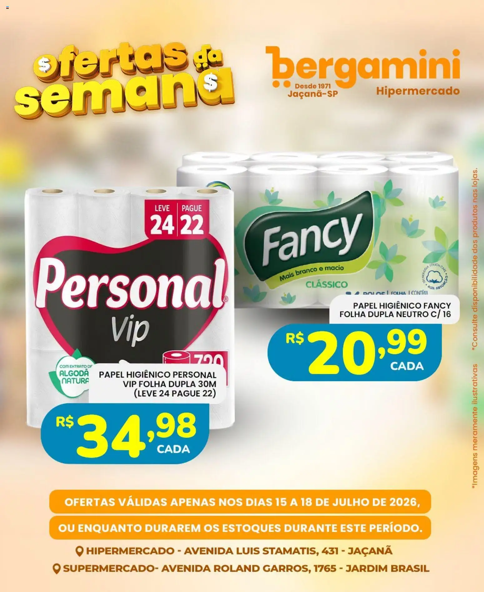 Supermercado Bergamini Folheto - válido de 15/07/2026 | Página: 13 | Produtos: Papel higiênico