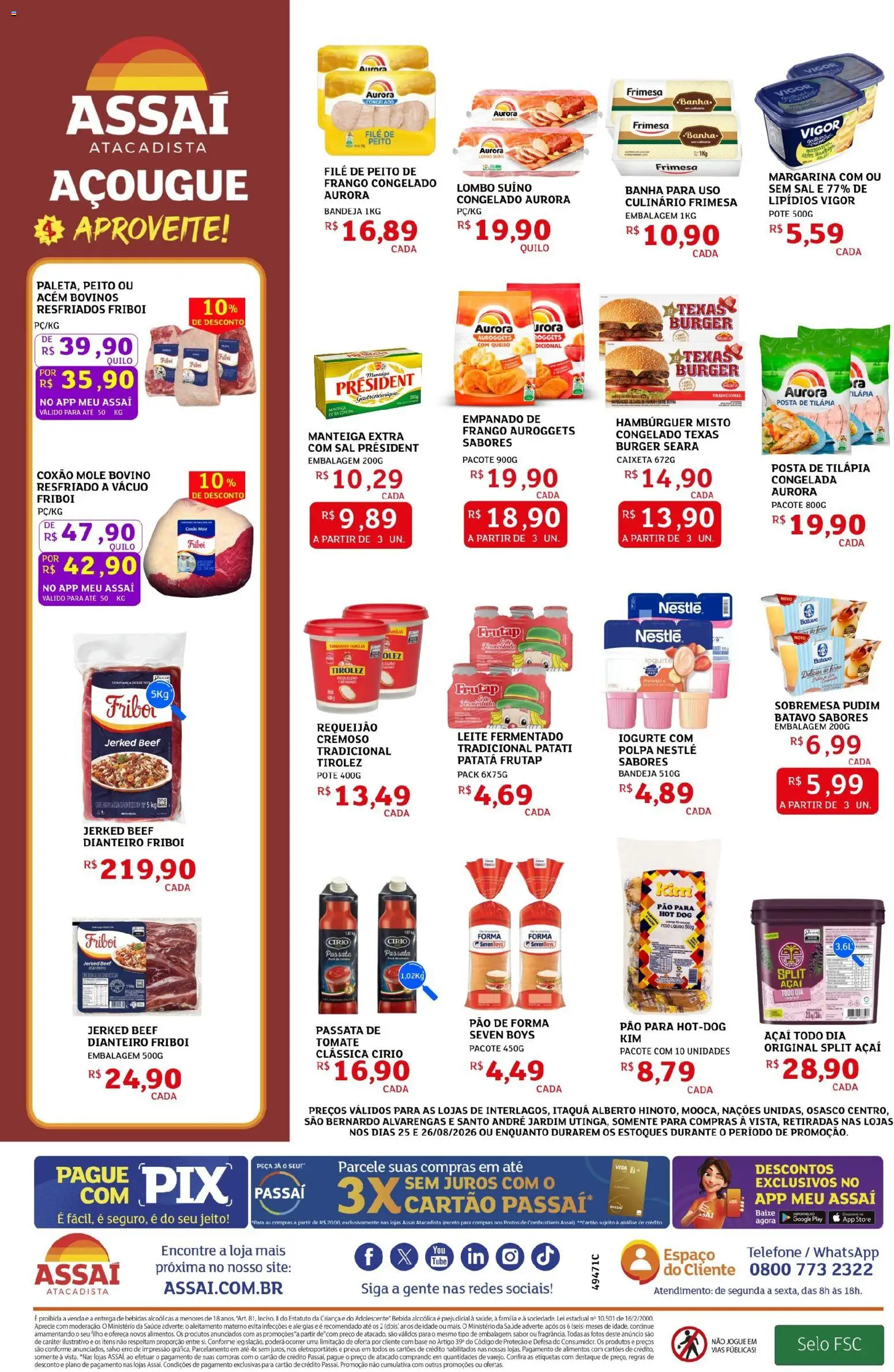 Assaí Atacadista Folheto - válido de 25/08/2026 | Página: 2 | Produtos: Leite, Pneus, Alimentos, Telefone