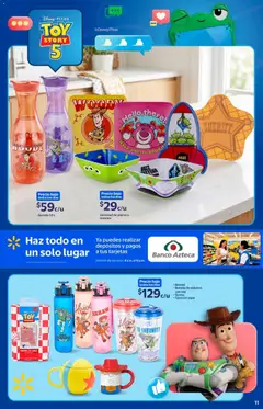 Vista previa de Walmart folleto Toy Story, nuevo folleto de la tienda, válido en México a partir del 08.06.2026 | Página: 11 | Productos: Taza, Banco, Botella, Termo