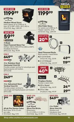 Preview of Princess Auto flyer - 2 Week Sale! from shop Princess Auto valid from Sep 8, 2026 | Page: 95 | Products: Stove, Iron, Fan, Firewood