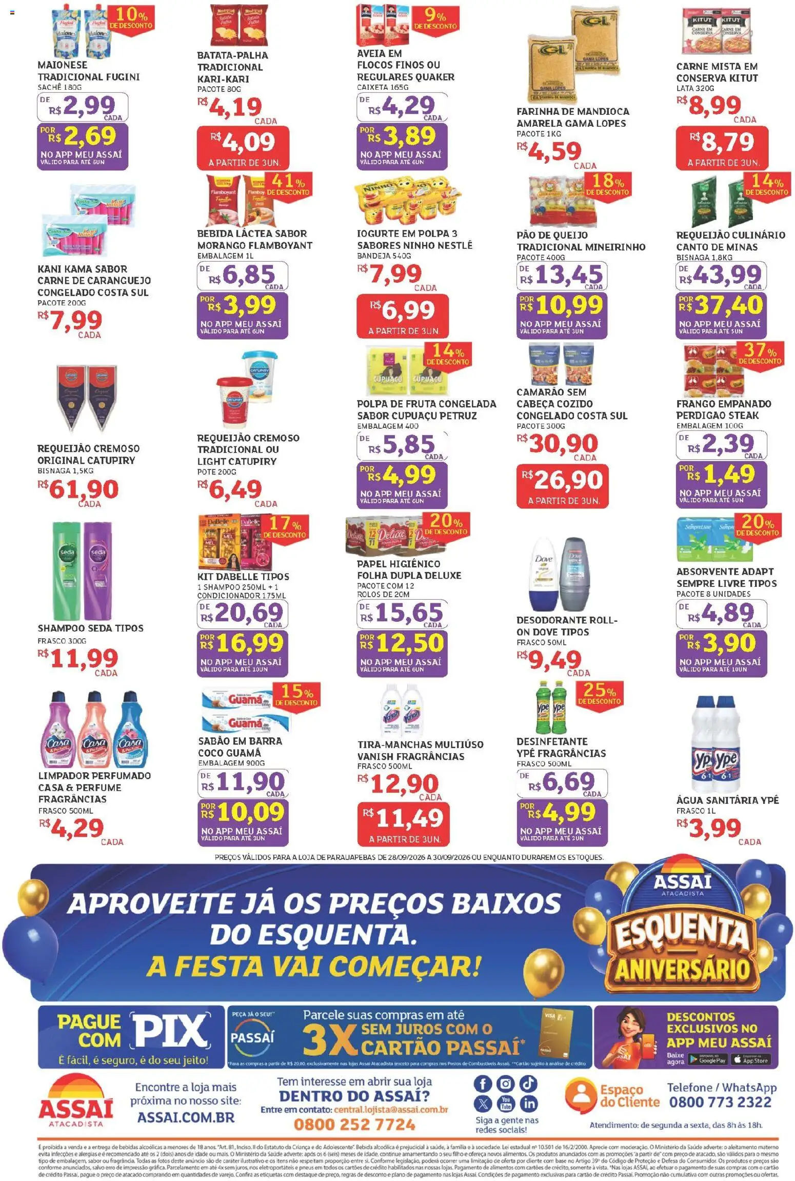Assaí Atacadista Folheto - válido de 28/09/2026 | Página: 2 | Produtos: Condicionador, Camarão, Catupiry, Bebida