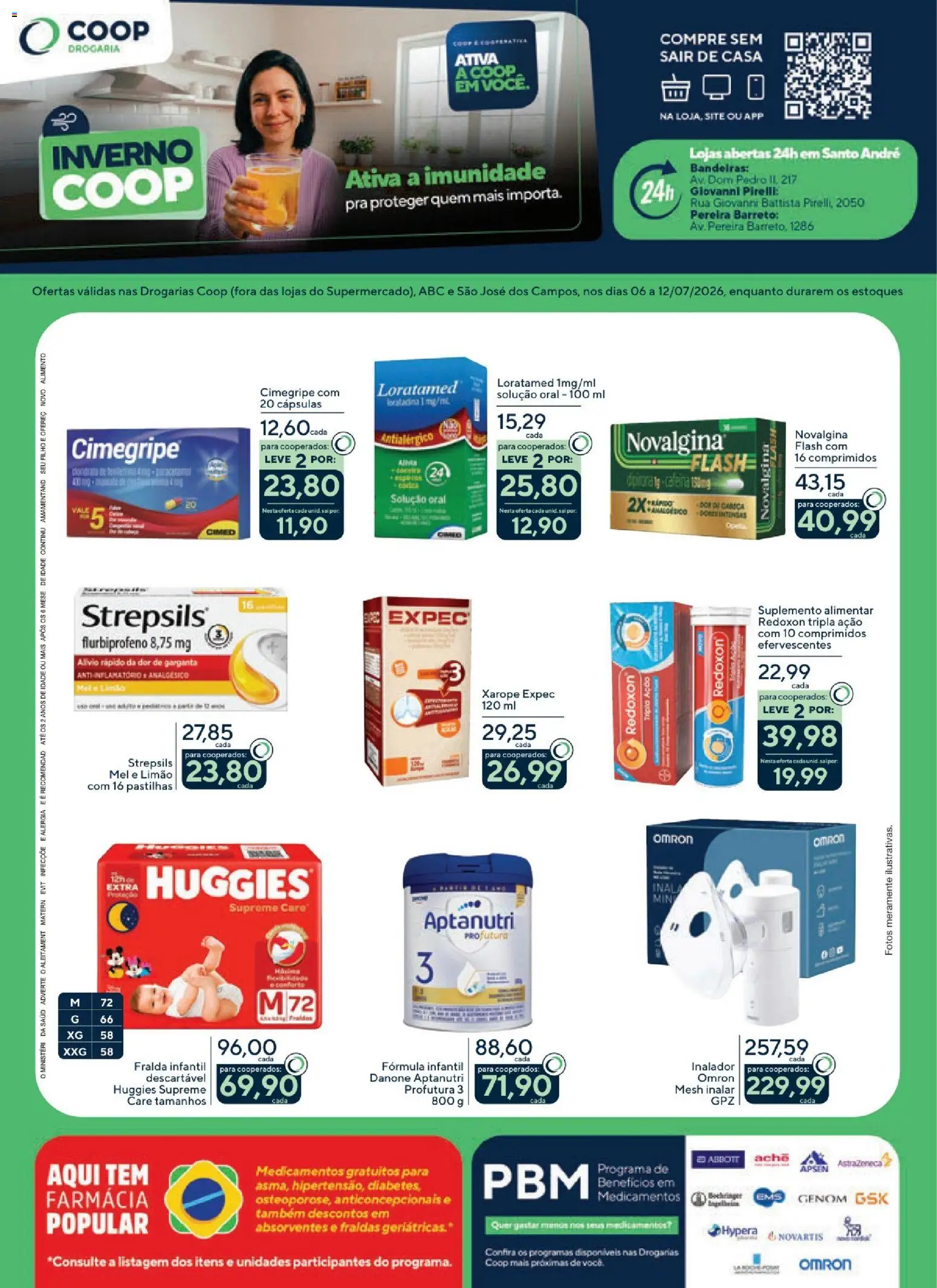 Coop Folheto - válido de 06/07/2026 | Página: 1 | Produtos: Xarope, Fórmula infantil, Sal, Pirelli