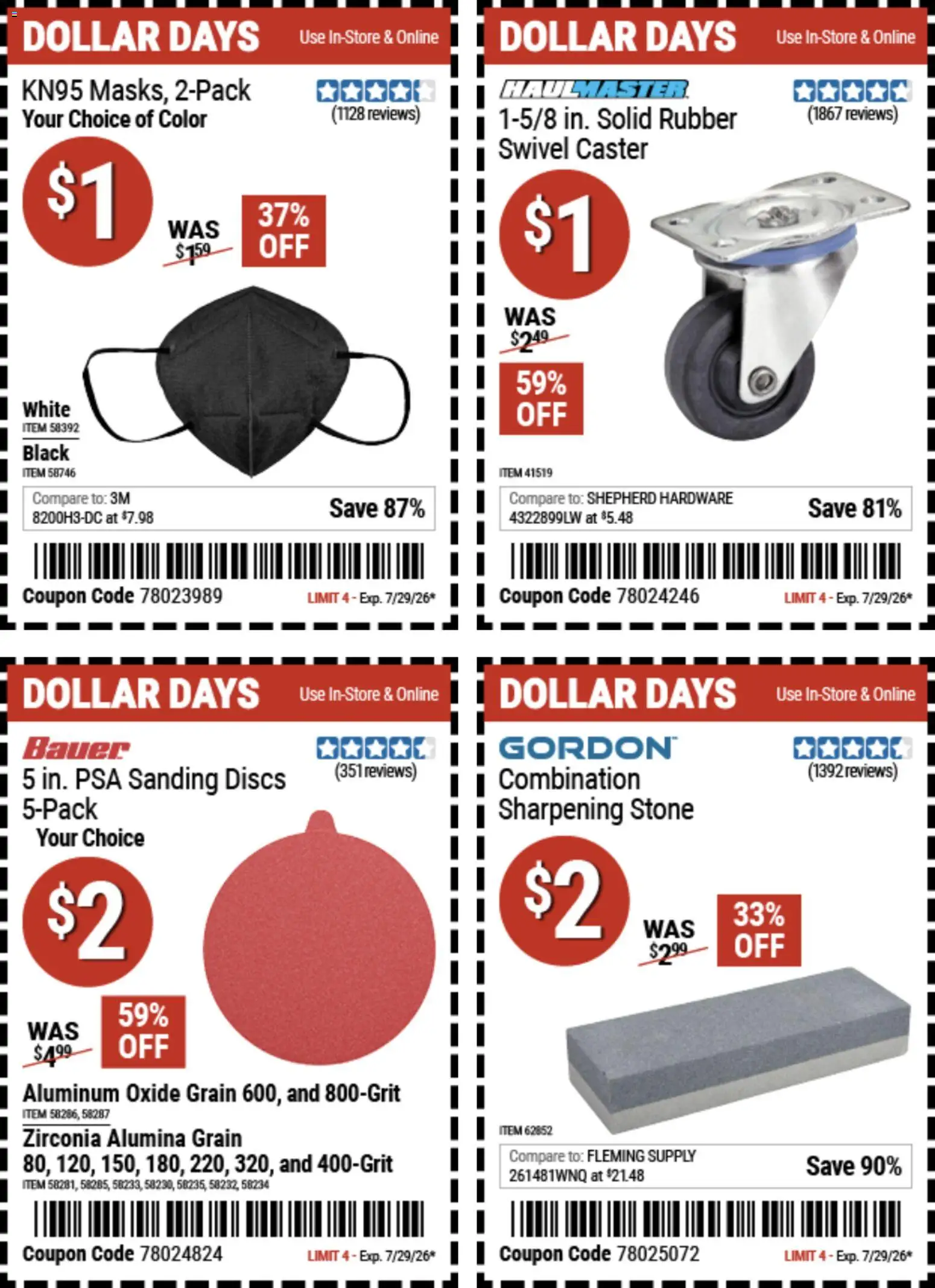 Harbor Freight Dollar Days - valid from 07/16/2026 | Page: 5 | Products: Swivel, Caster