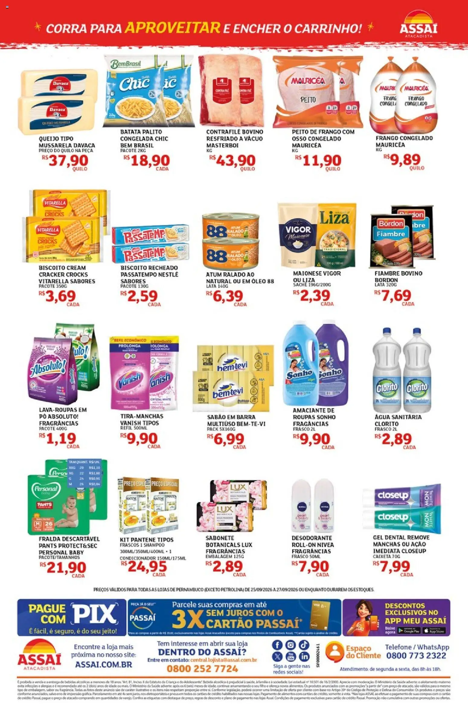 Assaí Atacadista Folheto - válido de 25/09/2026 | Página: 2 | Produtos: Biscoito, Roupas, Água, Amaciante