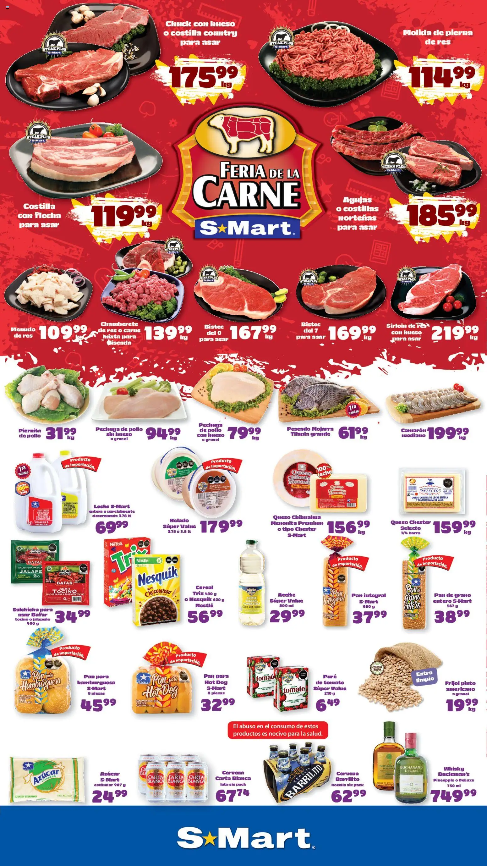 Nuevas ofertas de S-Mart válidas en toda la República Mexicana desde el 28/08/2026. ¡Encuentra las mejores ofertas en S-Mart folleto Monterrey! | Página: 1 | Productos: Leche entera, Cerveza, Helado, Carne
