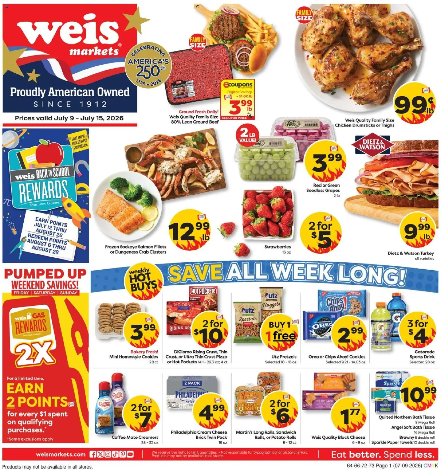 Weis Weekly Ad - valid from 07/09/2026 | Page: 1 | Products: Bath, Coffee, Cream, Grapes