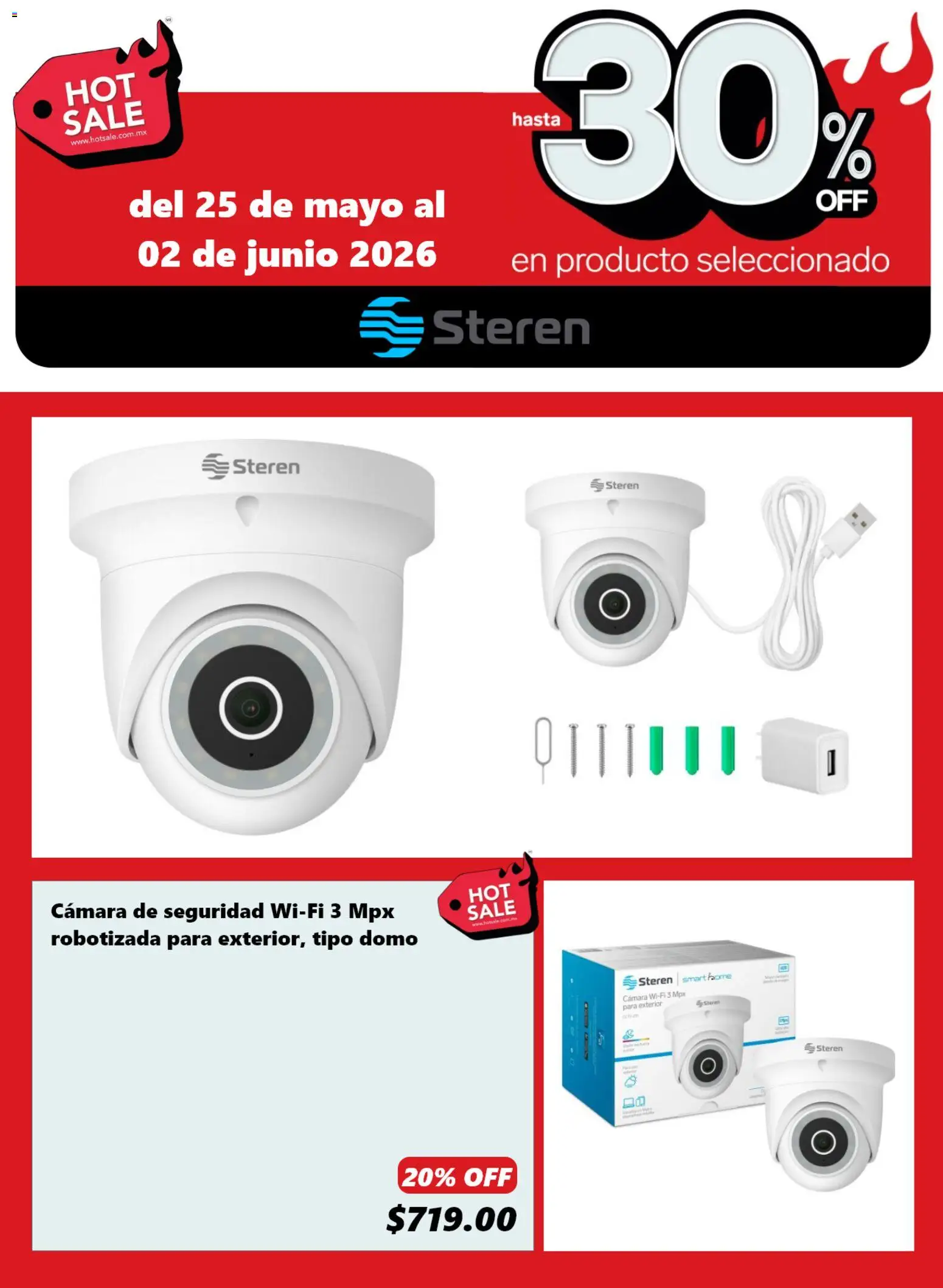 Nuevas ofertas de Steren válidas en toda la República Mexicana desde el 25.05.2026. ¡Encuentra las mejores ofertas en Steren Hot Sale! | Página: 7 | Productos: Cámara