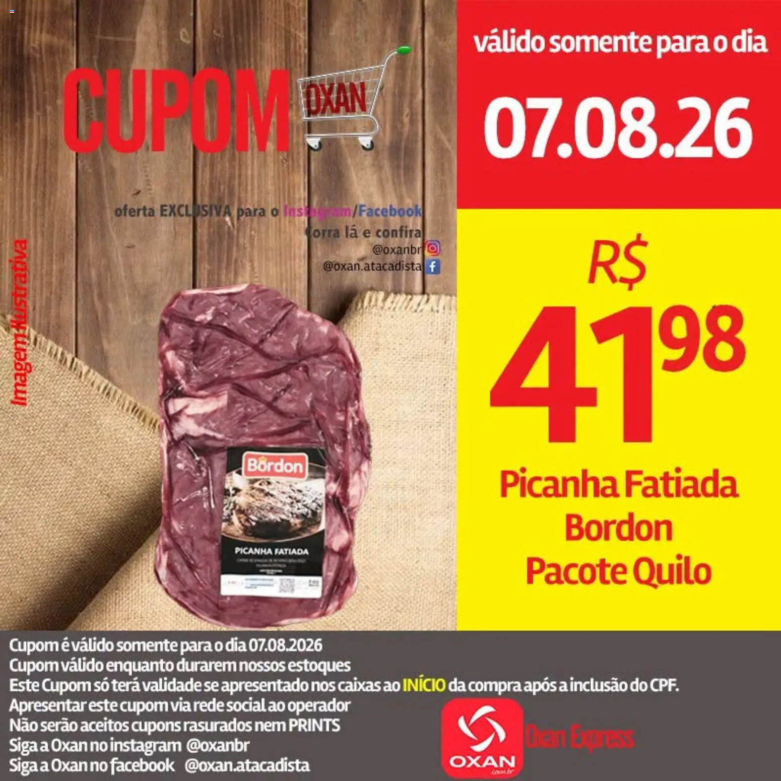 Oxan Atacadista Folheto - válido de 07/08/2026 | Página: 4 | Produtos: Picanha fatiada bordon, Picanha