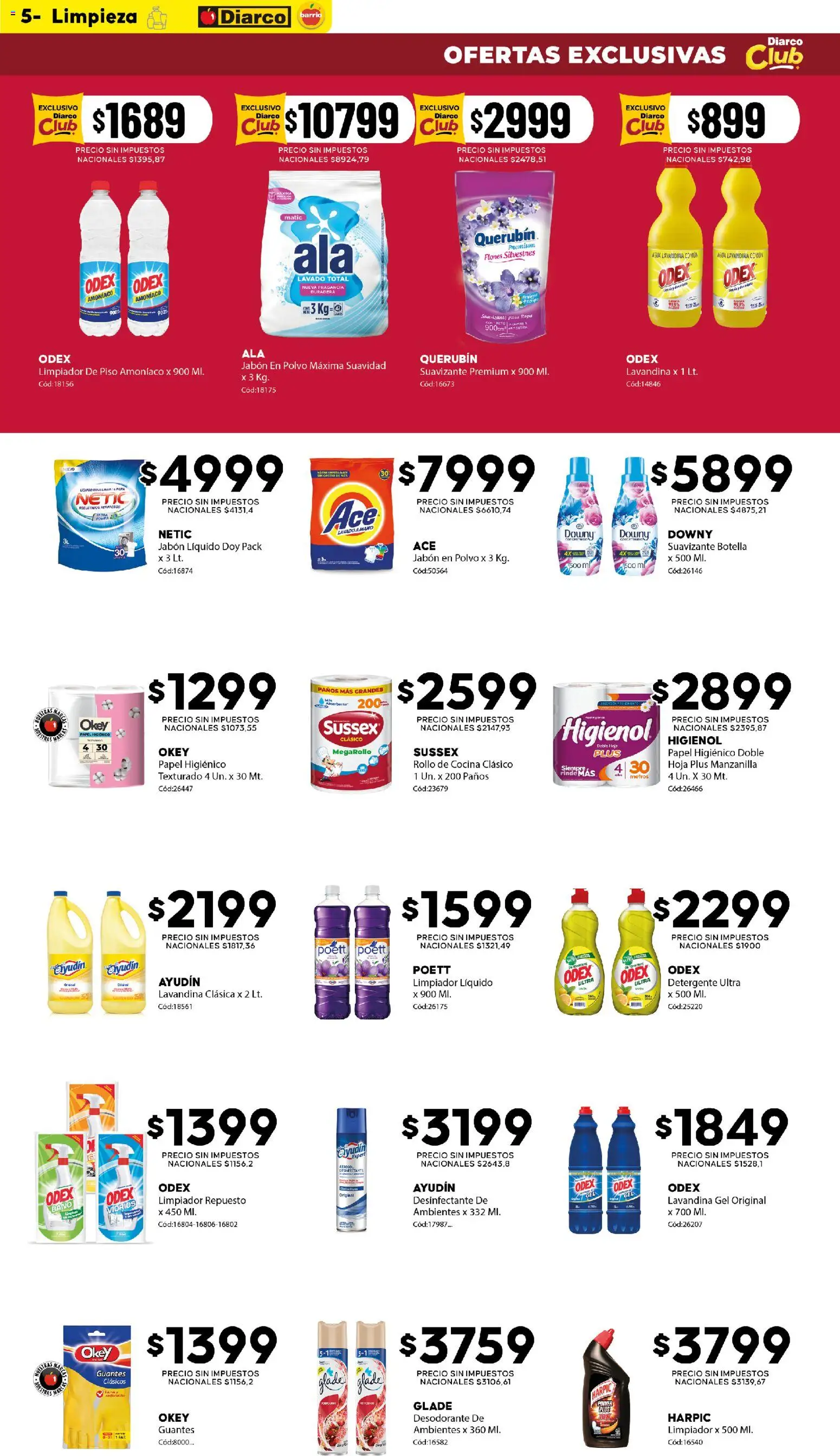 Diarco - Ofertas Diarco Barrio │ válido desde el 24/08/2026 | Página: 5 | Productos: Papel higiénico, Baño, Jabón en polvo, Ropa