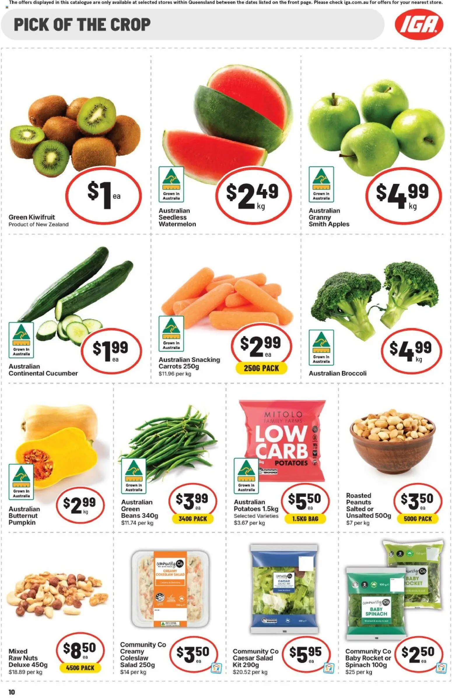 IGA catalogue - valid from 03.06.2026 | Page: 10 | Products: Apples, Carrots, Salad, Spinach