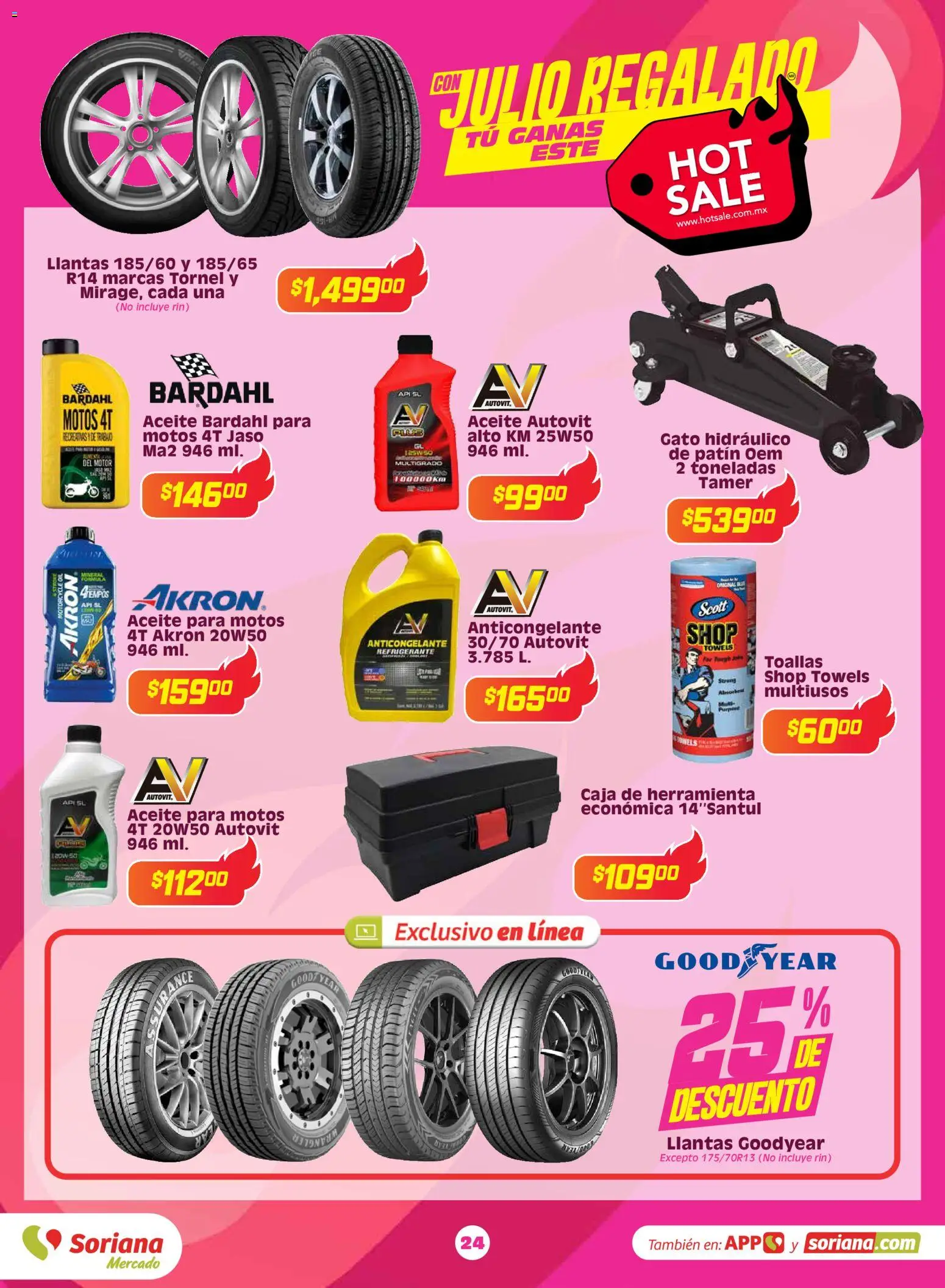 Nuevas ofertas de Soriana válidas en toda la República Mexicana desde el 25.05.2026. ¡Encuentra las mejores ofertas en Soriana Hot Sale Mercado Nacional! | Página: 24 | Productos: Aceite, Caja, Toallas