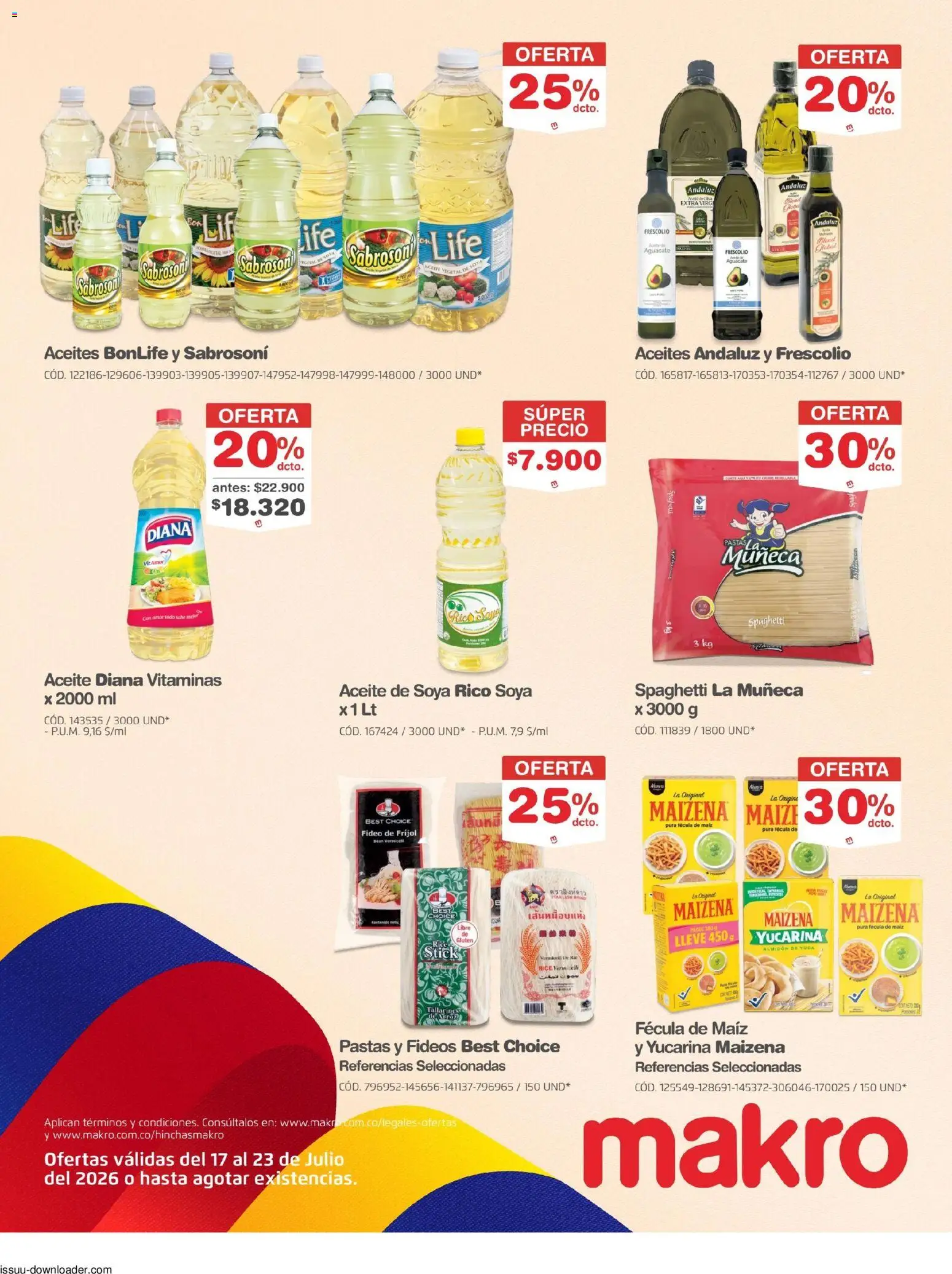Makro revista - valida desde el 17/07/2026 | Página: 5 | Productos: Fideos, Aguacate, Mermelada, Yuca