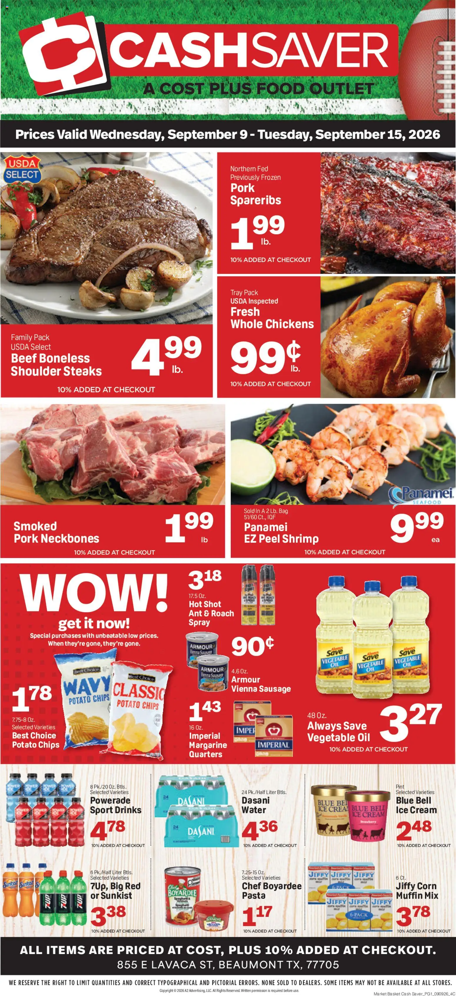 Market Basket Cash Saver Weekly Ad - valid from 09/09/2026 | Page: 1 | Products: Cream, Ice cream, Seafood, Sausage