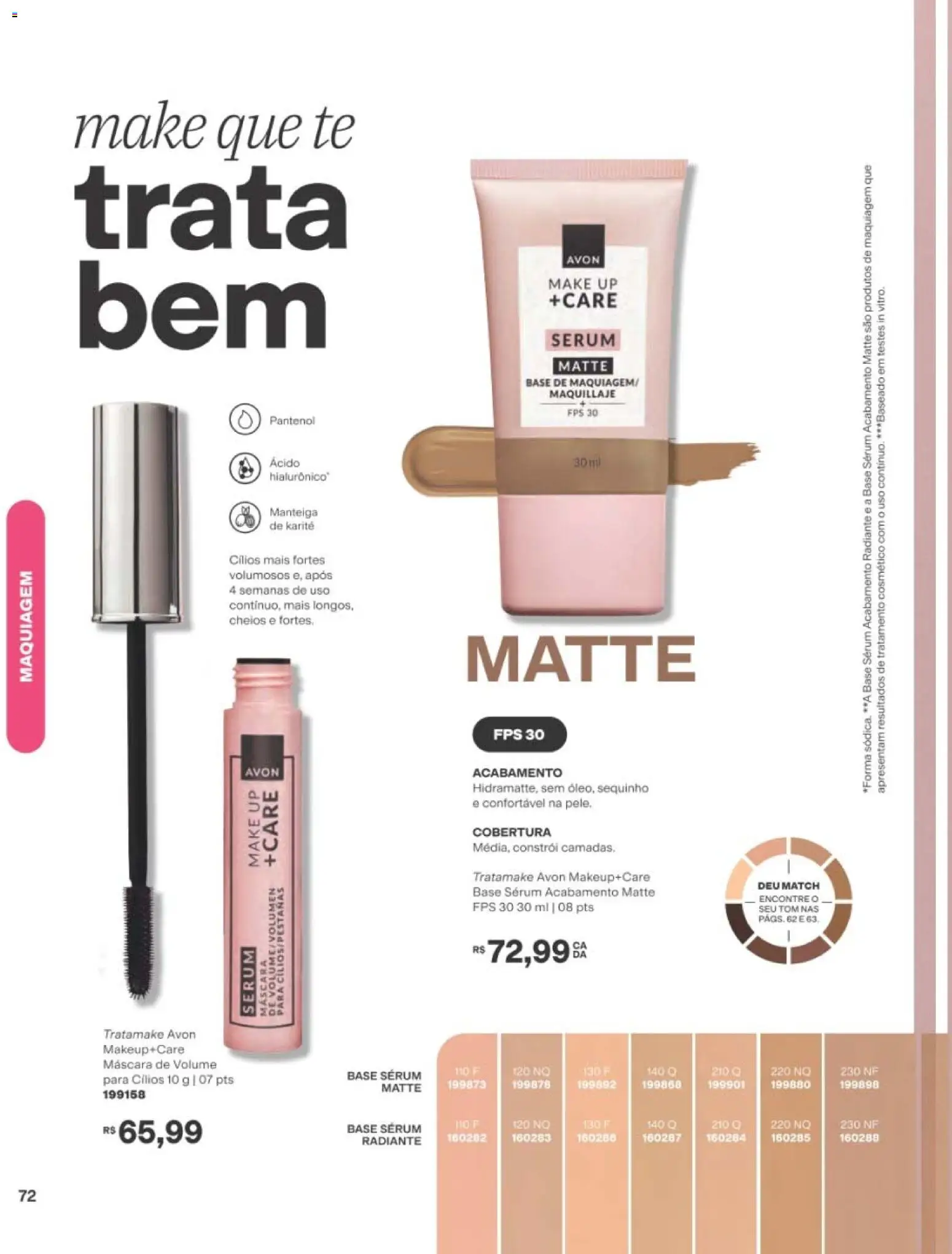 Avon Folheto - válido de 29/06/2026 | Página: 72 | Produtos: Maquiagem, Manteiga, Base, Sérum