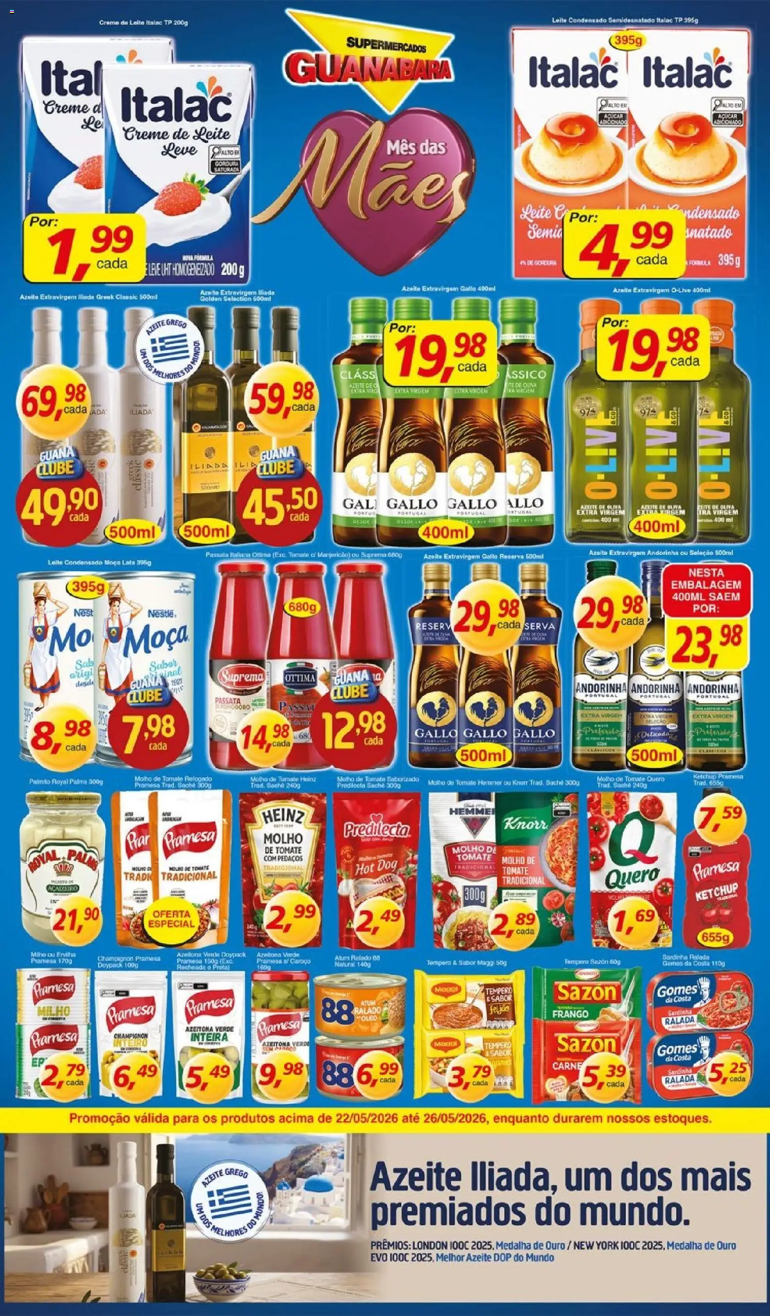 Supermercados Guanabara Folheto - válido de 22.05.2026 | Página: 3 | Produtos: Carne, Açúcar, Creme de leite, Frango