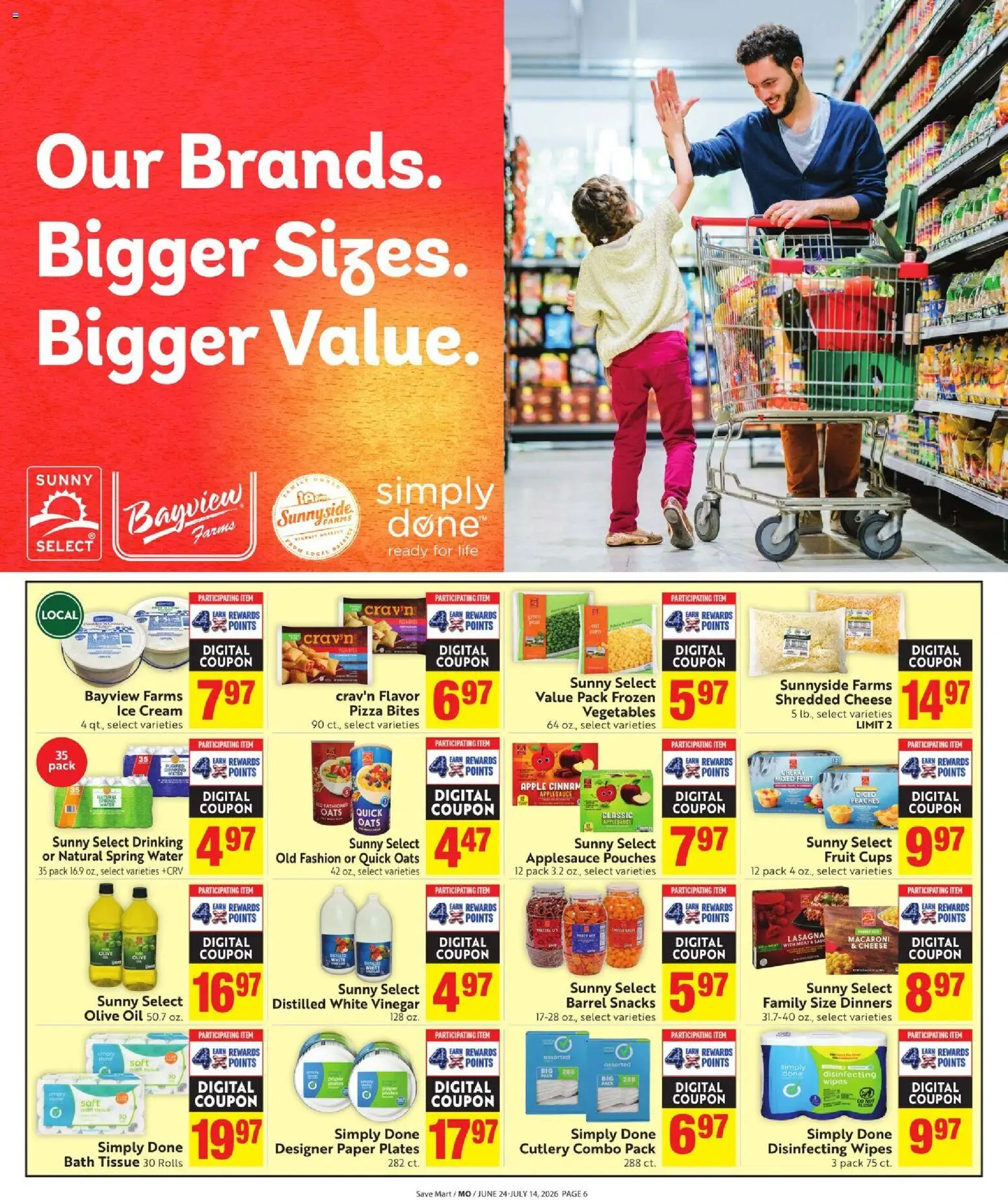 Save Mart Online Savings Guide - valid from 06/24/2026 | Page: 6 | Products: Peaches, Bath, Ice cream, Vegetables