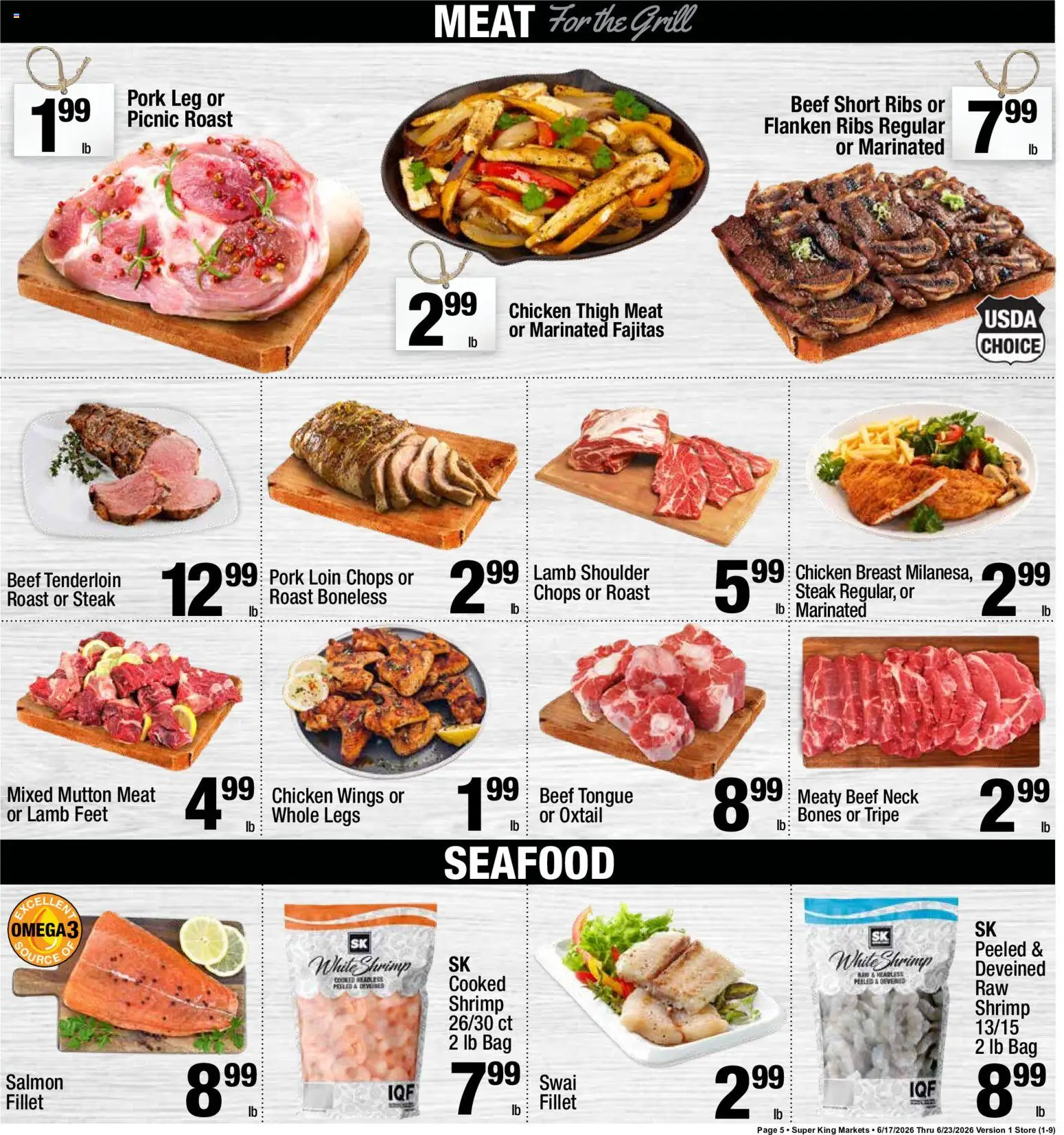 Super King Weekly Ad - valid from 06/17/2026 | Page: 6 | Products: Pork, Seafood, Bag, Grill