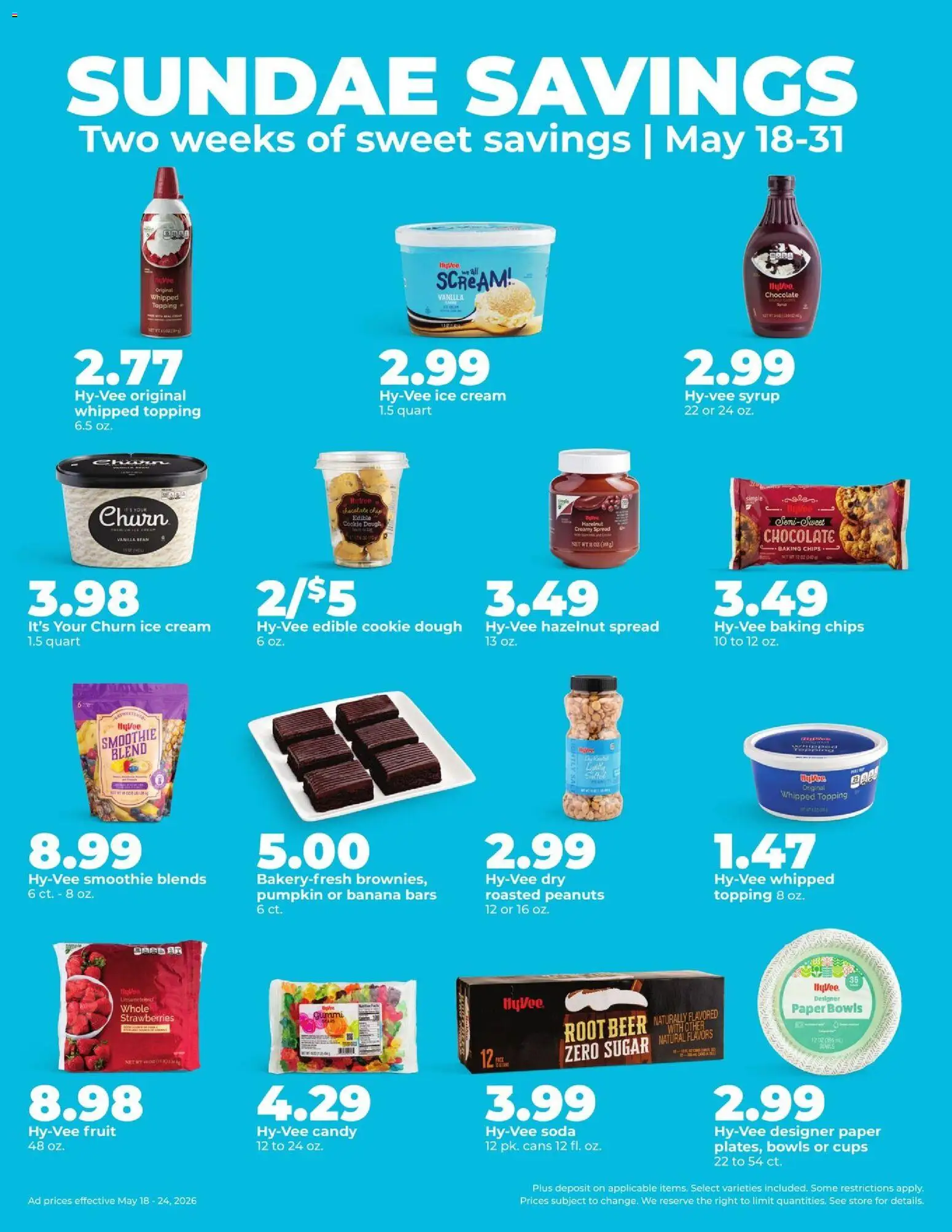 HyVee Weekly Ad - valid from 18.05.2026 | Page: 23 | Products: Chocolate, Chips, Sugar, 2人掛けソファ