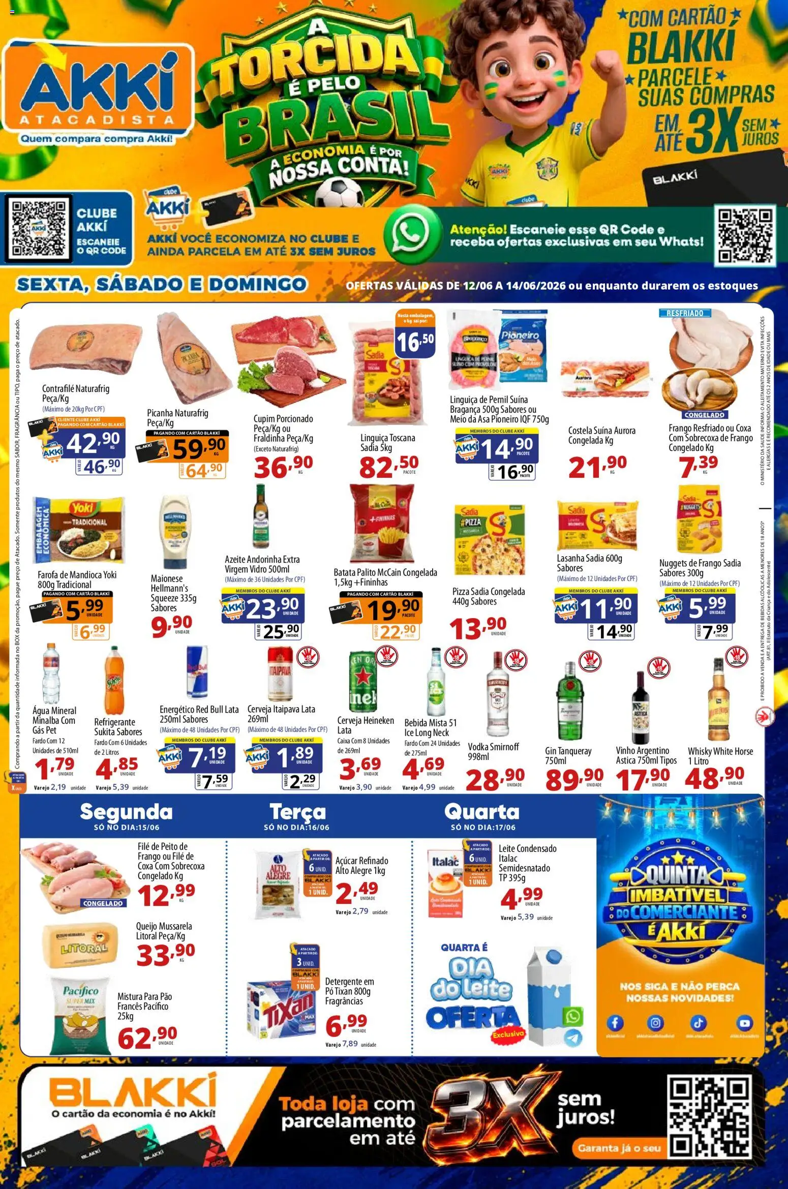 Akki Atacadista Folheto - válido de 12.06.2026 | Página: 1 | Produtos: Picanha, Queijo, Água mineral, Azeite