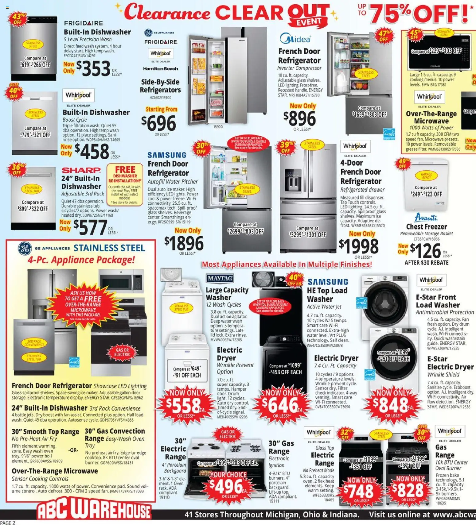 ABC Warehouse Weekly Ad - valid from 08/02/2026 | Page: 2 | Products: Compressor, Basket, Sensor, Refrigerator