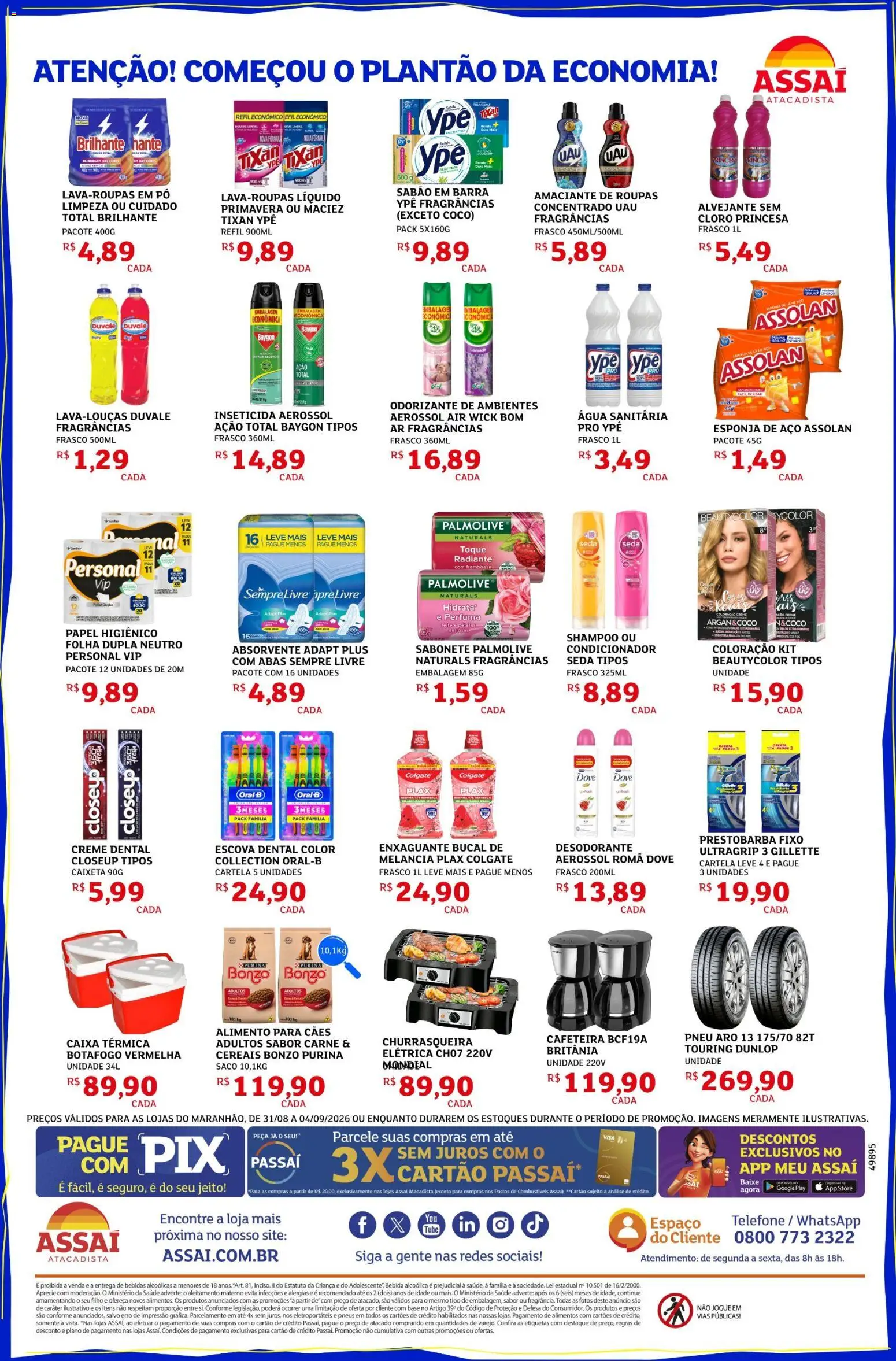 Assaí Atacadista Folheto - válido de 31/08/2026 | Página: 4 | Produtos: Pneus, Cereais, Água, Dove