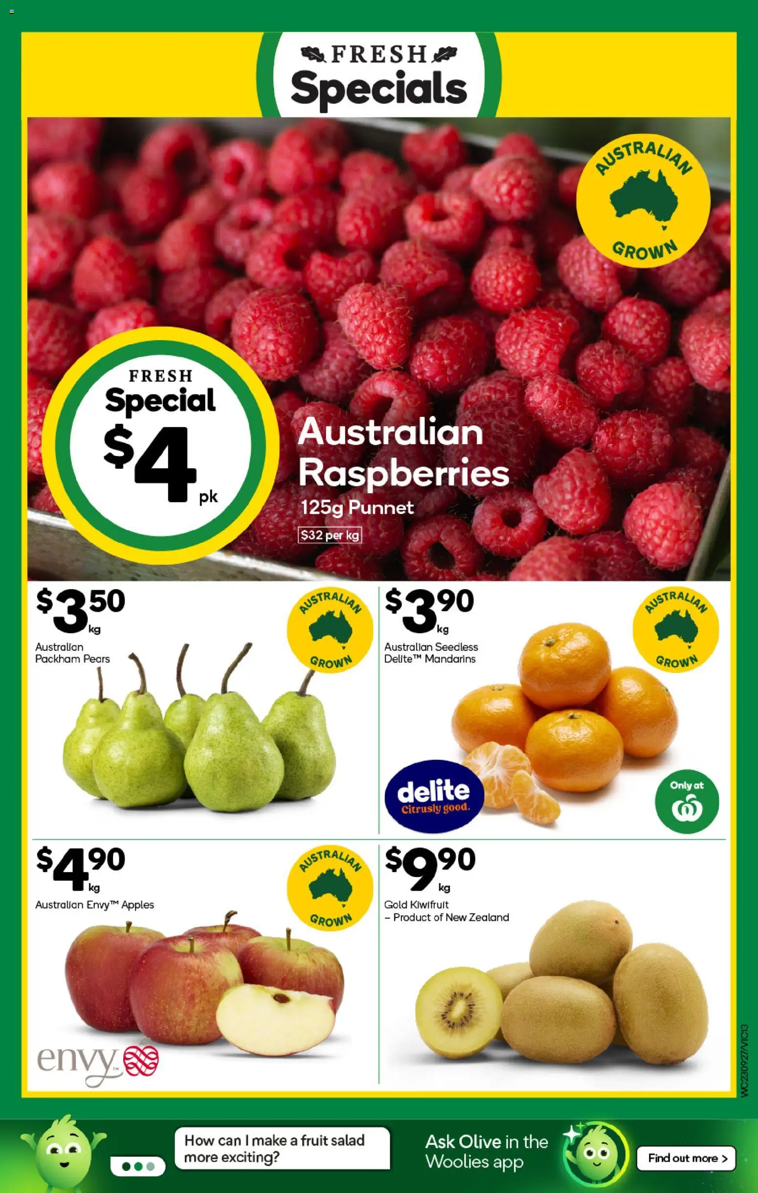 Woolworths catalogue - valid from 23/09/2026 | Page: 13 | Products: Apples, Kiwifruit, Salad, Raspberries