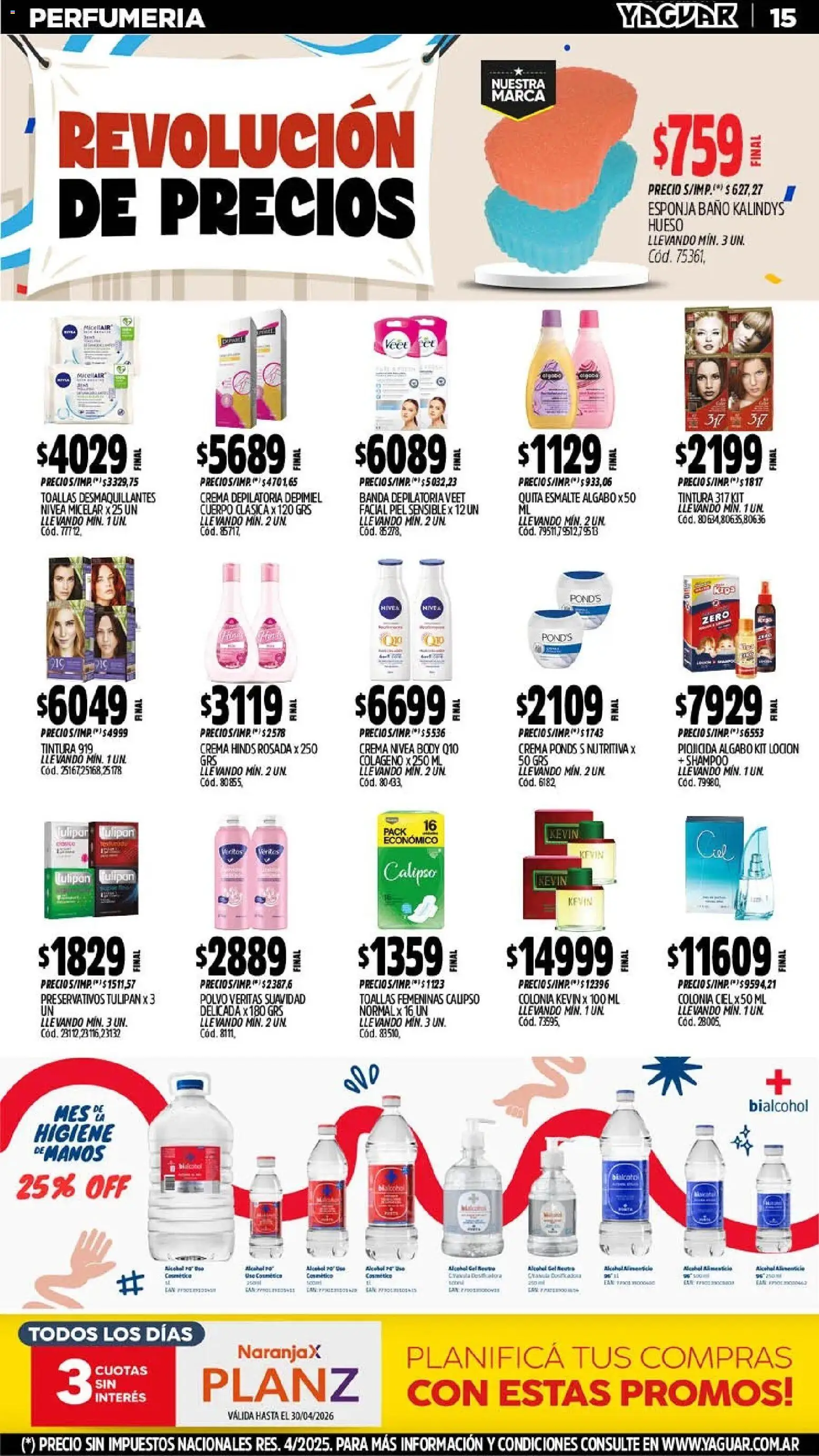 Yaguar - Oferta Semanal Mendoza │ válido desde el 25.05.2026 | Página: 15 | Productos: Toallas, Polvo, Tintura, Loción