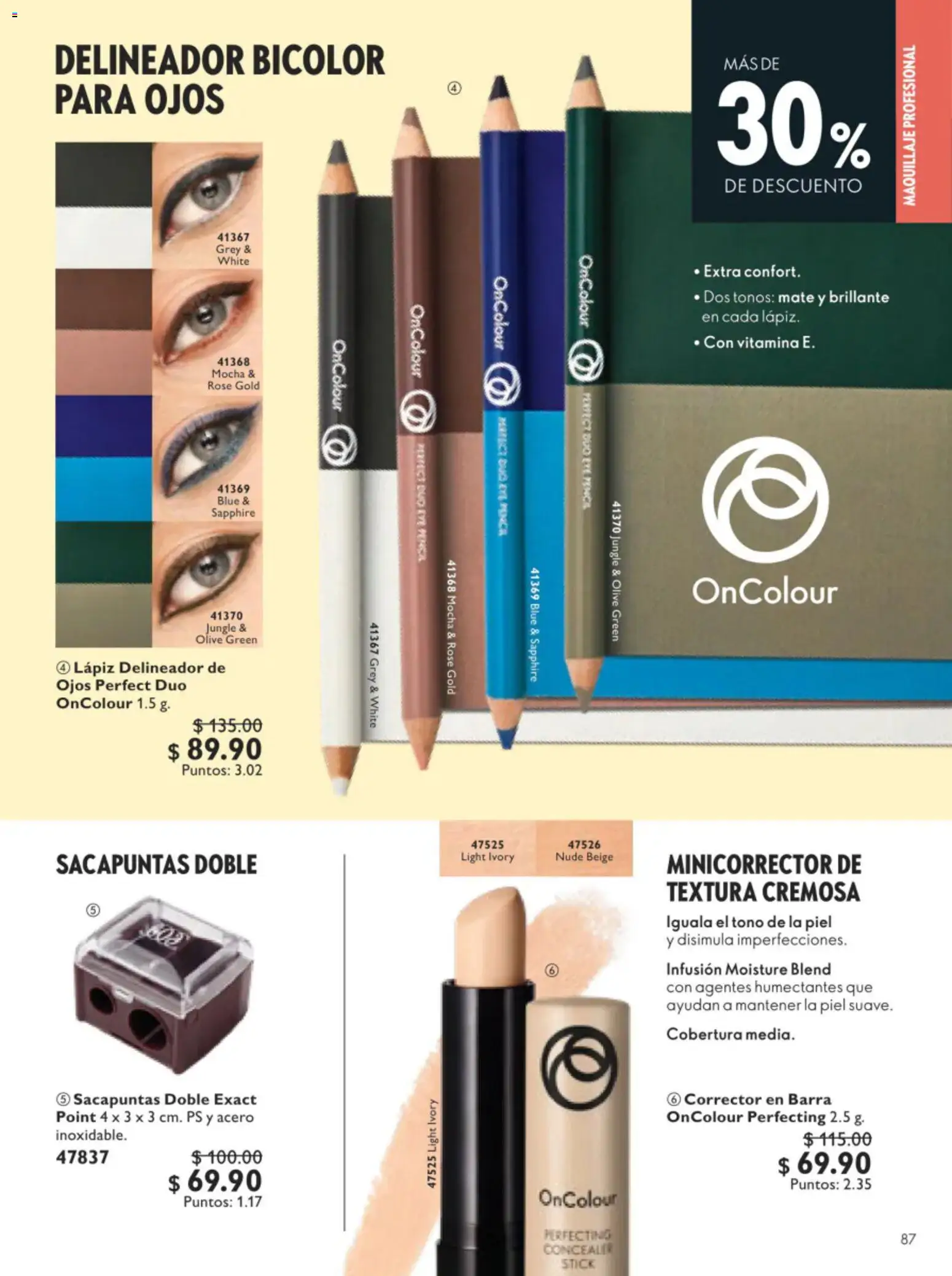 Nuevas ofertas de Oriflame válidas en toda la República Mexicana desde el 11/07/2026. ¡Encuentra las mejores ofertas en Oriflame campaña 10 2026! | Página: 87 | Productos: Sacapuntas, Barra, Maquillaje, Corrector