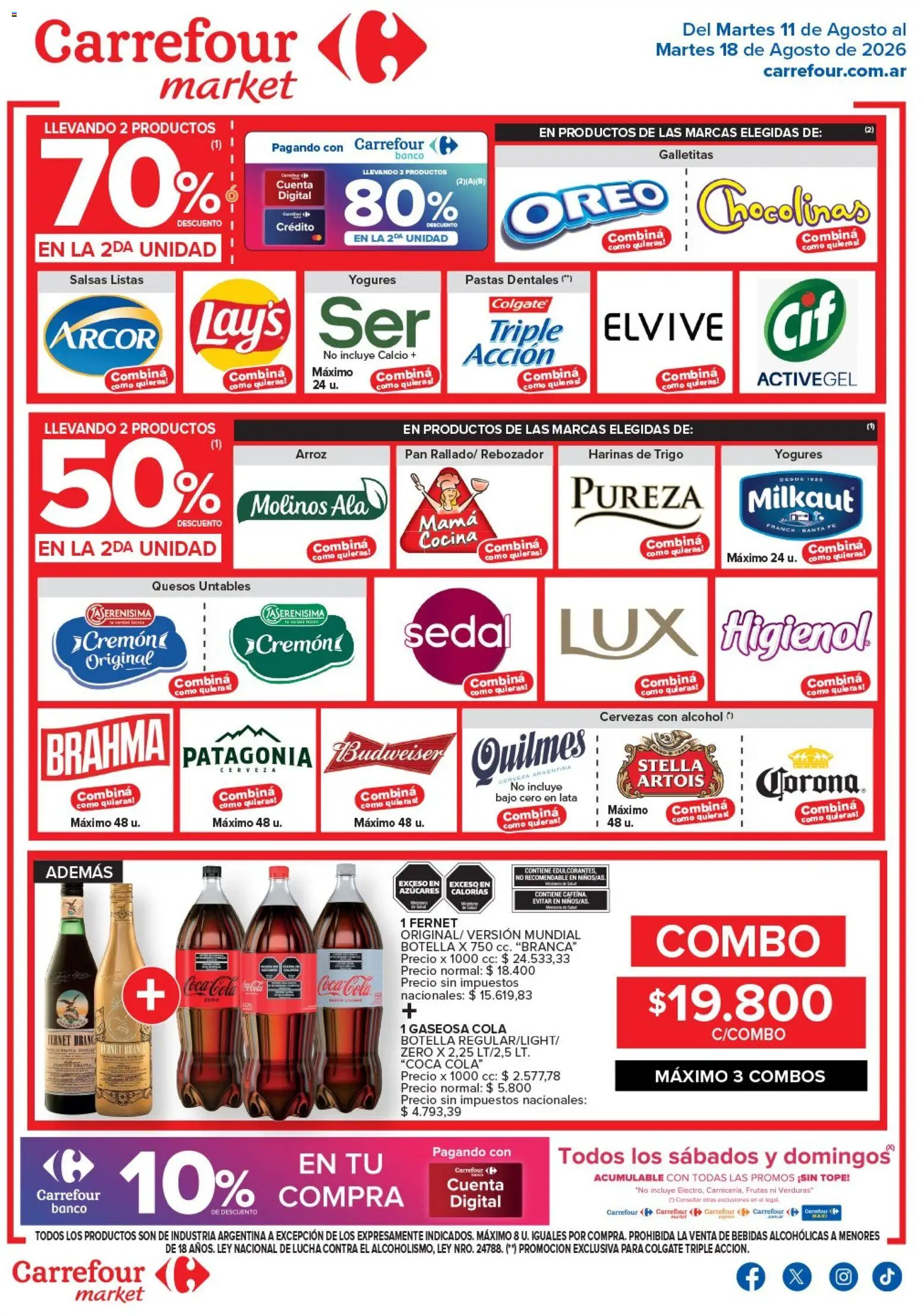Carrefour Market Paraná Concordia │ válido desde el 11/08/2026 | Página: 2 | Productos: Botella, Fernet, Gaseosa, Salsas