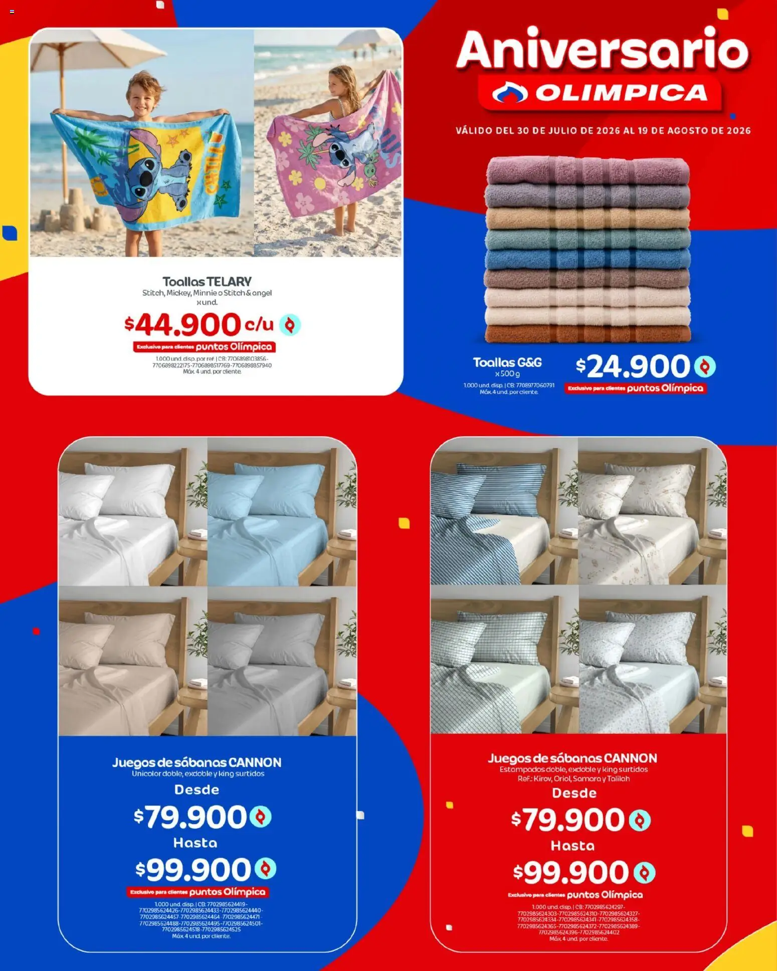 Olímpica revista - valida desde el 30/07/2026 | Página: 30 | Productos: Sabanas, Toallas