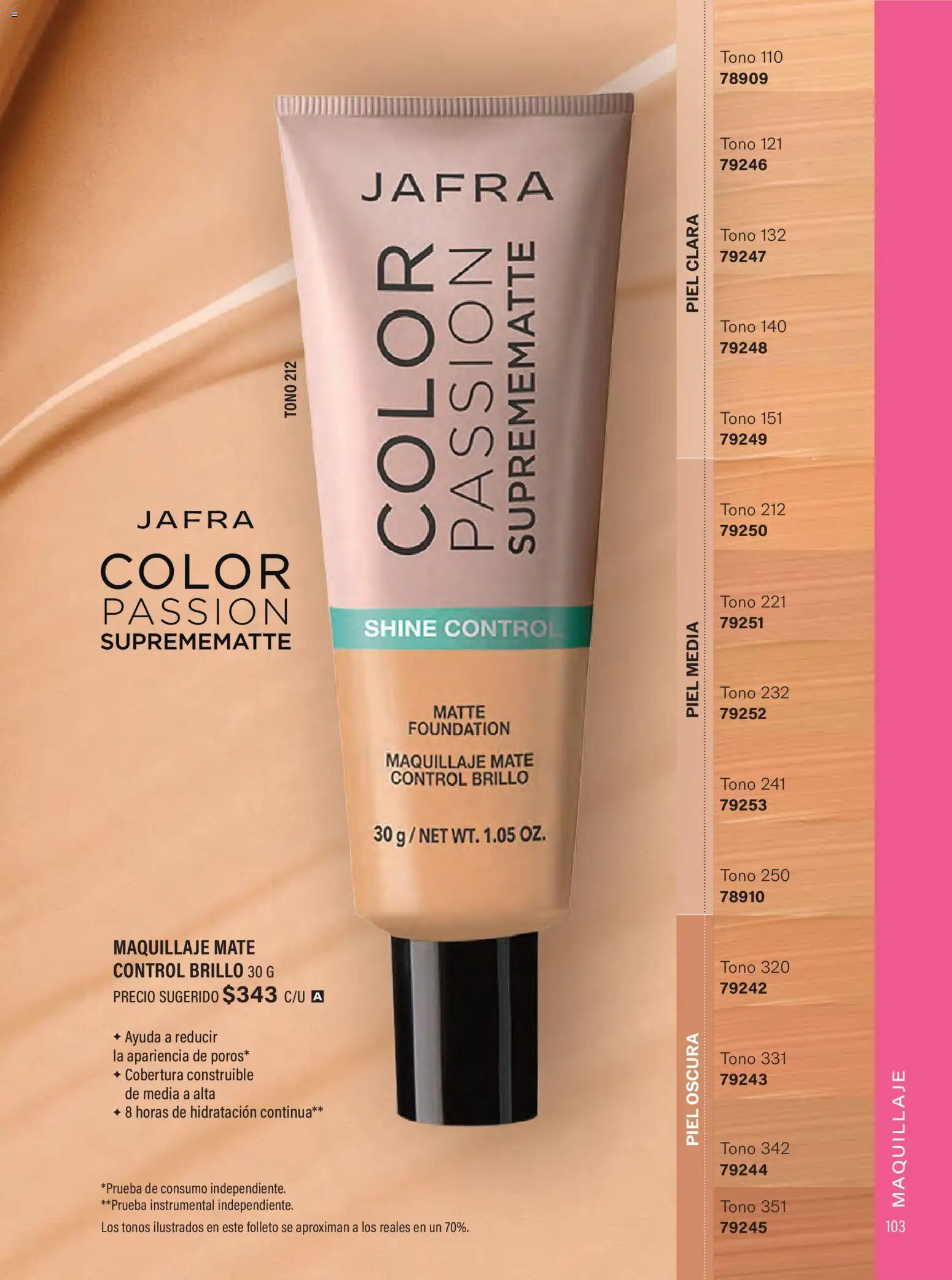 Nuevas ofertas de JAFRA válidas en toda la República Mexicana desde el 01/07/2026. ¡Encuentra las mejores ofertas en JAFRA catálogo Organizador de Ventas! | Página: 103 | Productos: Brillo, Mate, Maquillaje