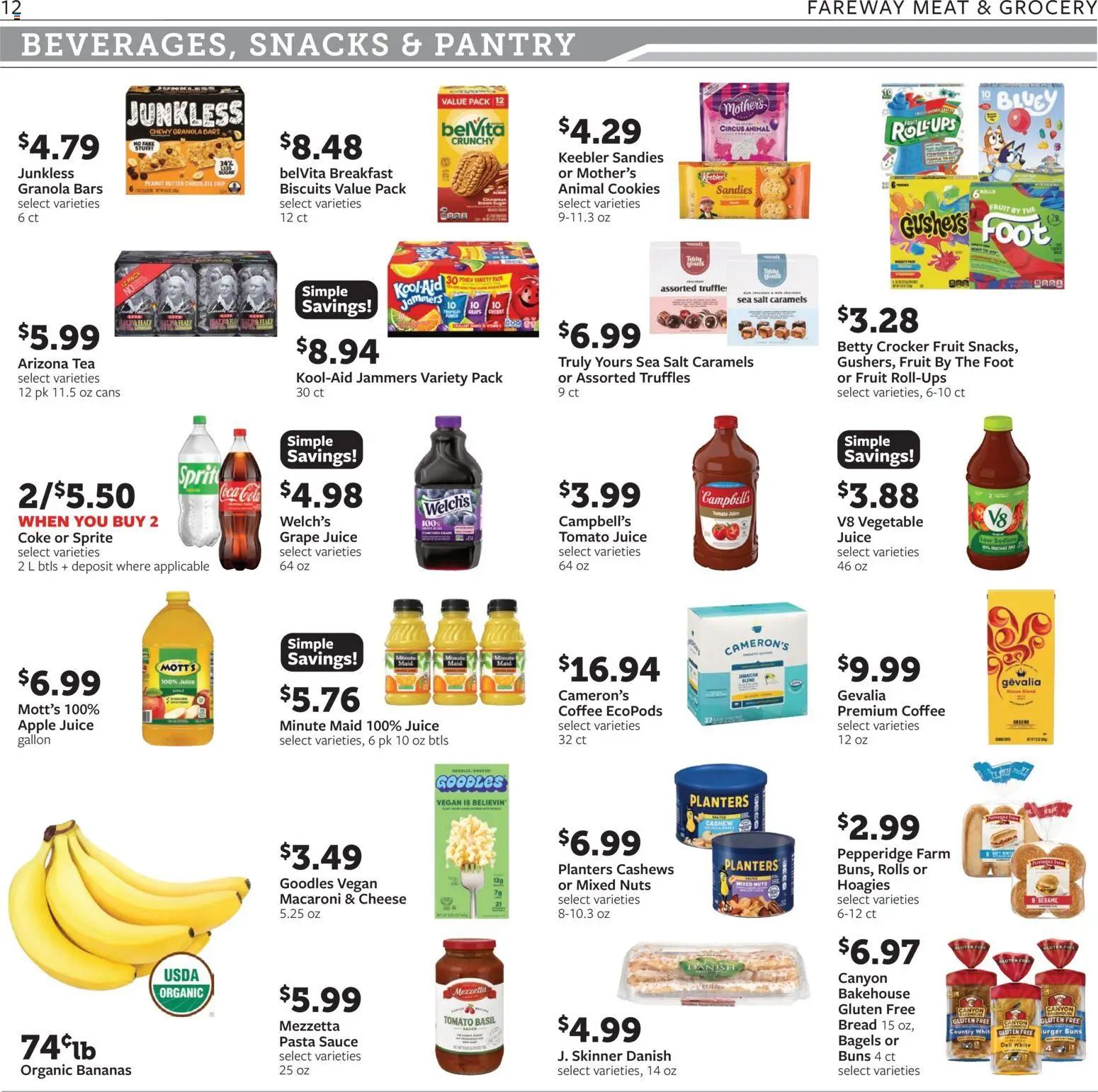 Fareway Weekly Ad - valid from 07/20/2026 | Page: 12 | Products: Cheese, Coffee, Bananas, Chocolate Chip