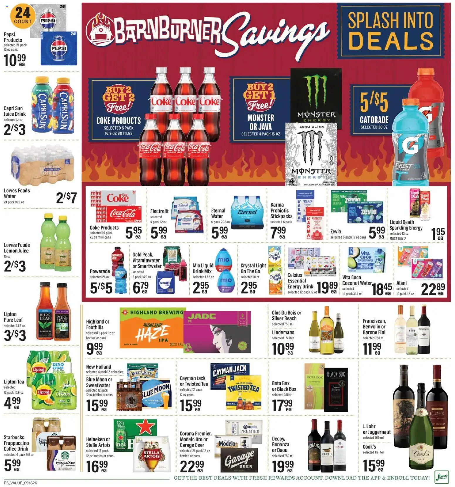 Lowes Foods Weekly Ad - valid from 09/16/2026 | Page: 8 | Products: Coffee, Heineken, Water, Lemon