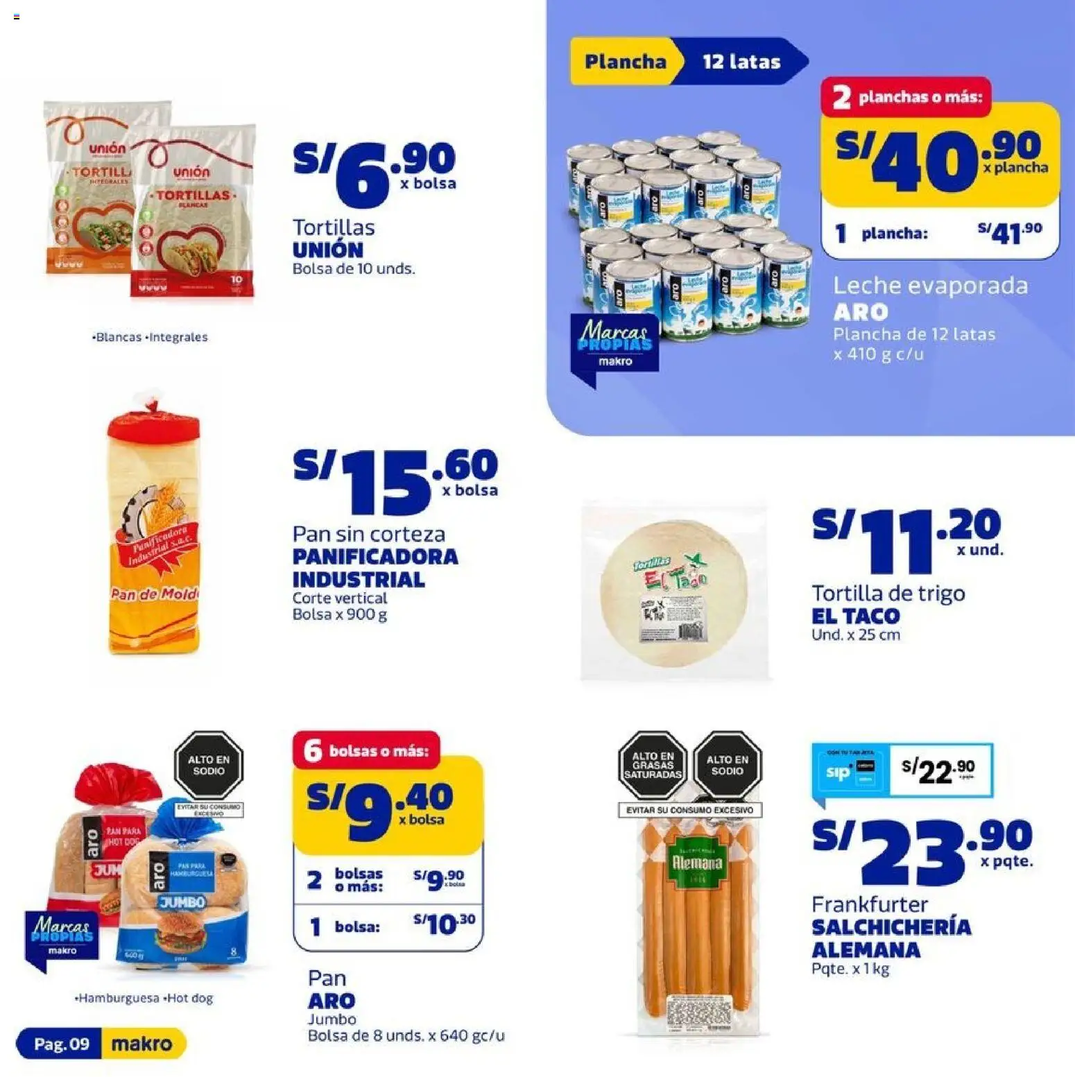 Catálogo Makro válido desde 30/07/2026 | Página: 9 | Productos: Leche, Pan, Bolsa