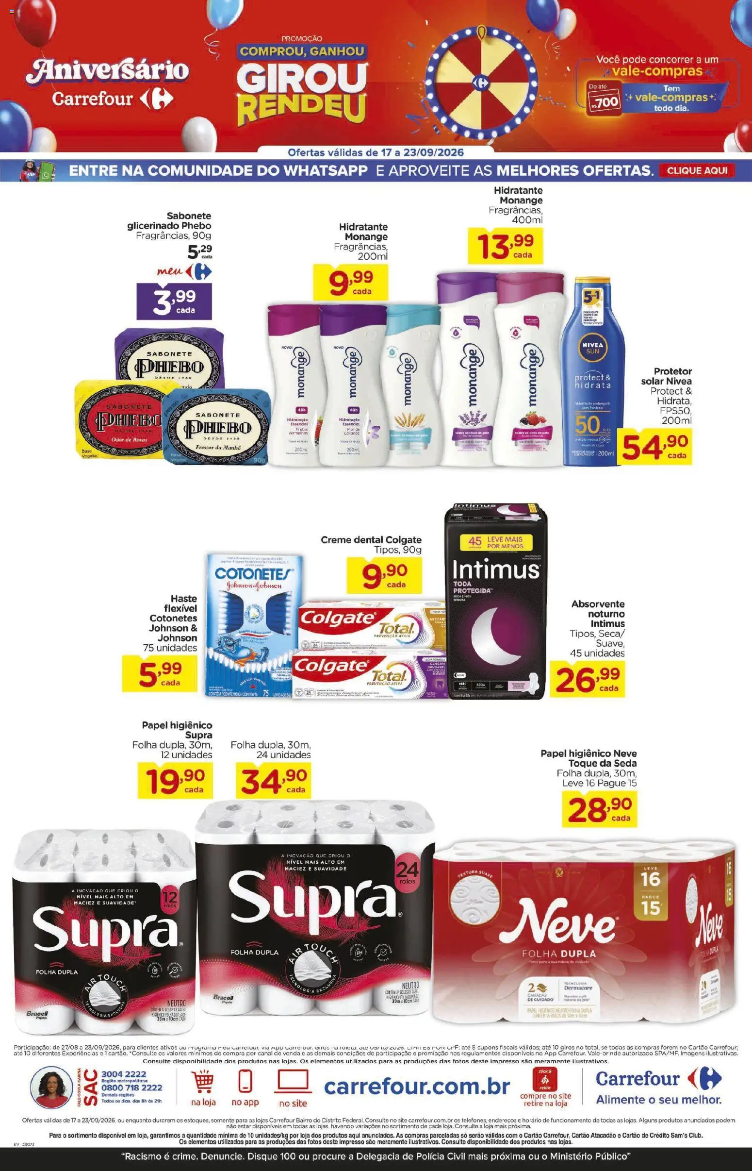 Carrefour Bairro Folheto - válido de 17/09/2026 | Página: 4 | Produtos: Base, Creme, Creme dental, Absorvente