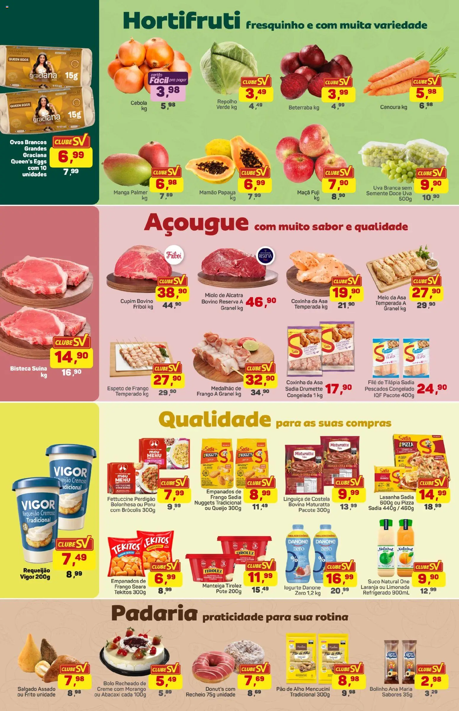 Supermercados São Vicente Folheto - válido de 28/08/2026 | Página: 2 | Produtos: Queijo, Ovos, Frango, Requeijão