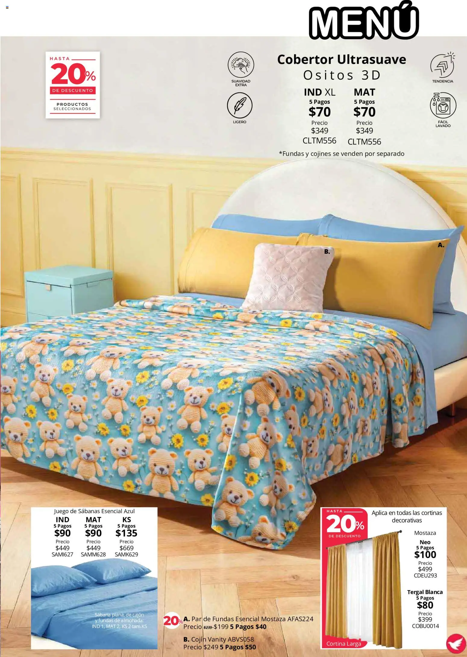 Nuevas ofertas de Colchas Concord válidas en toda la República Mexicana desde el 01/08/2026. ¡Encuentra las mejores ofertas en Colchas Concord catálogo Colección Cobertor! | Página: 114 | Productos: Mostaza, Juego, Almohada, Cortinas