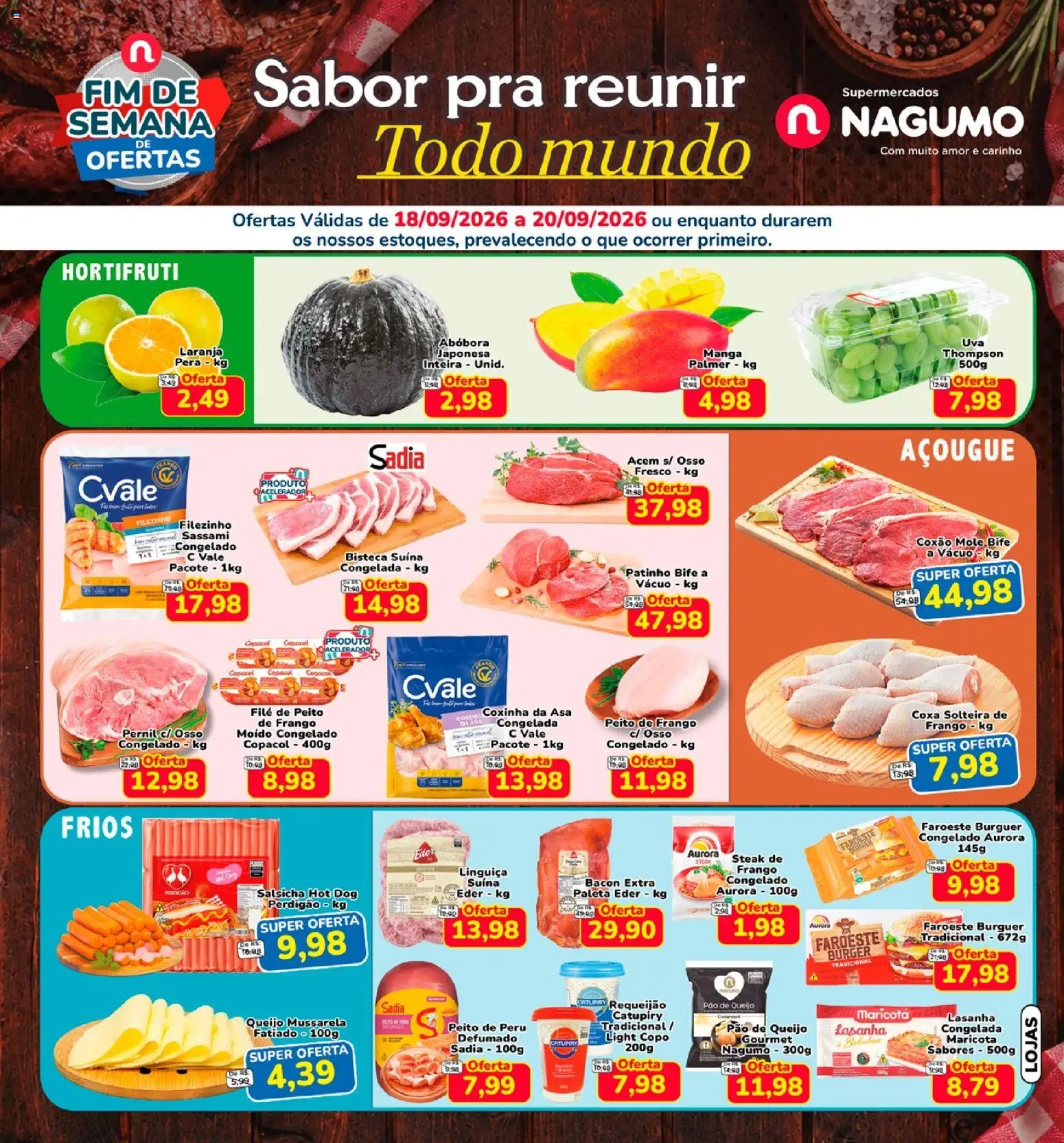 Nagumo Folheto - válido de 18/09/2026 | Página: 1 | Produtos: Abóbora, Linguiça, Lasanha, Bacon