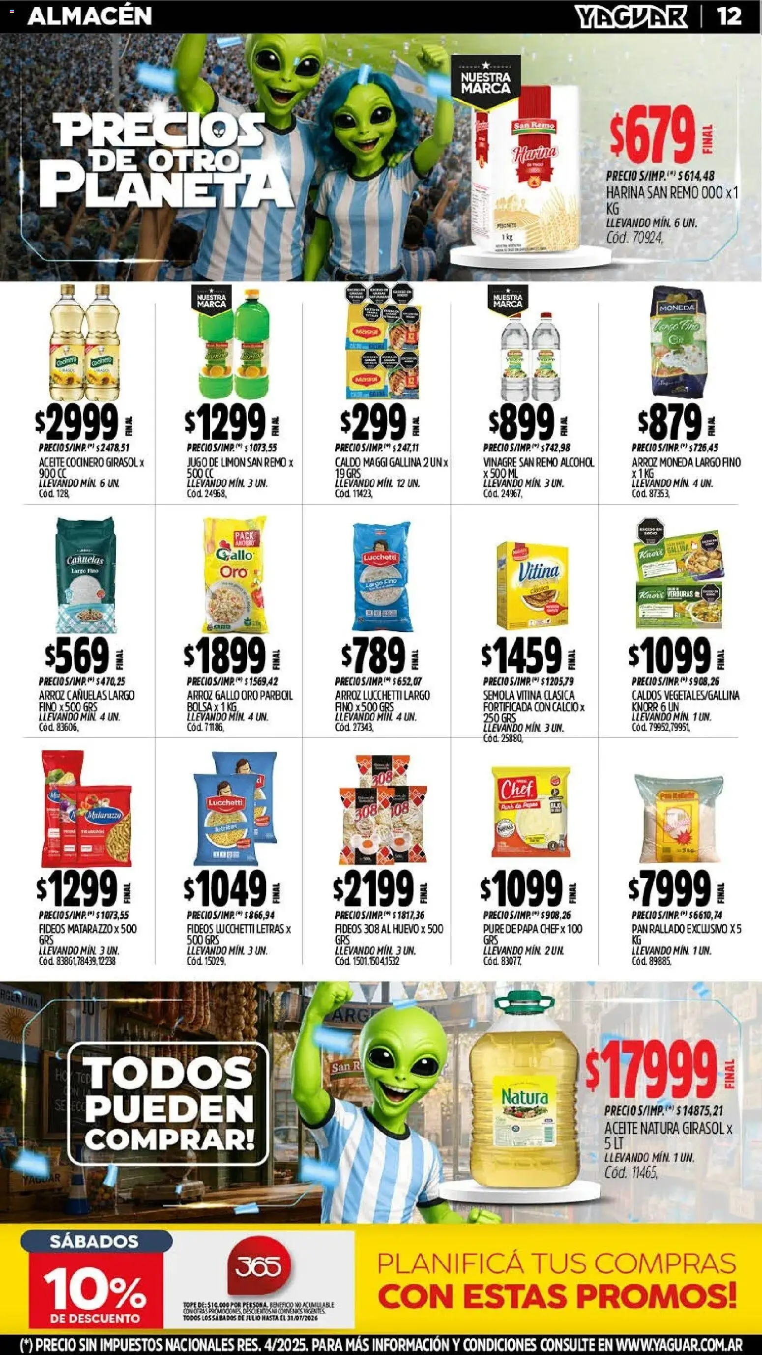 Yaguar - Oferta Semanal Parque Chacabuco │ válido desde el 13/07/2026 | Página: 13 | Productos: Harina, Papa, Arroz, Fideos