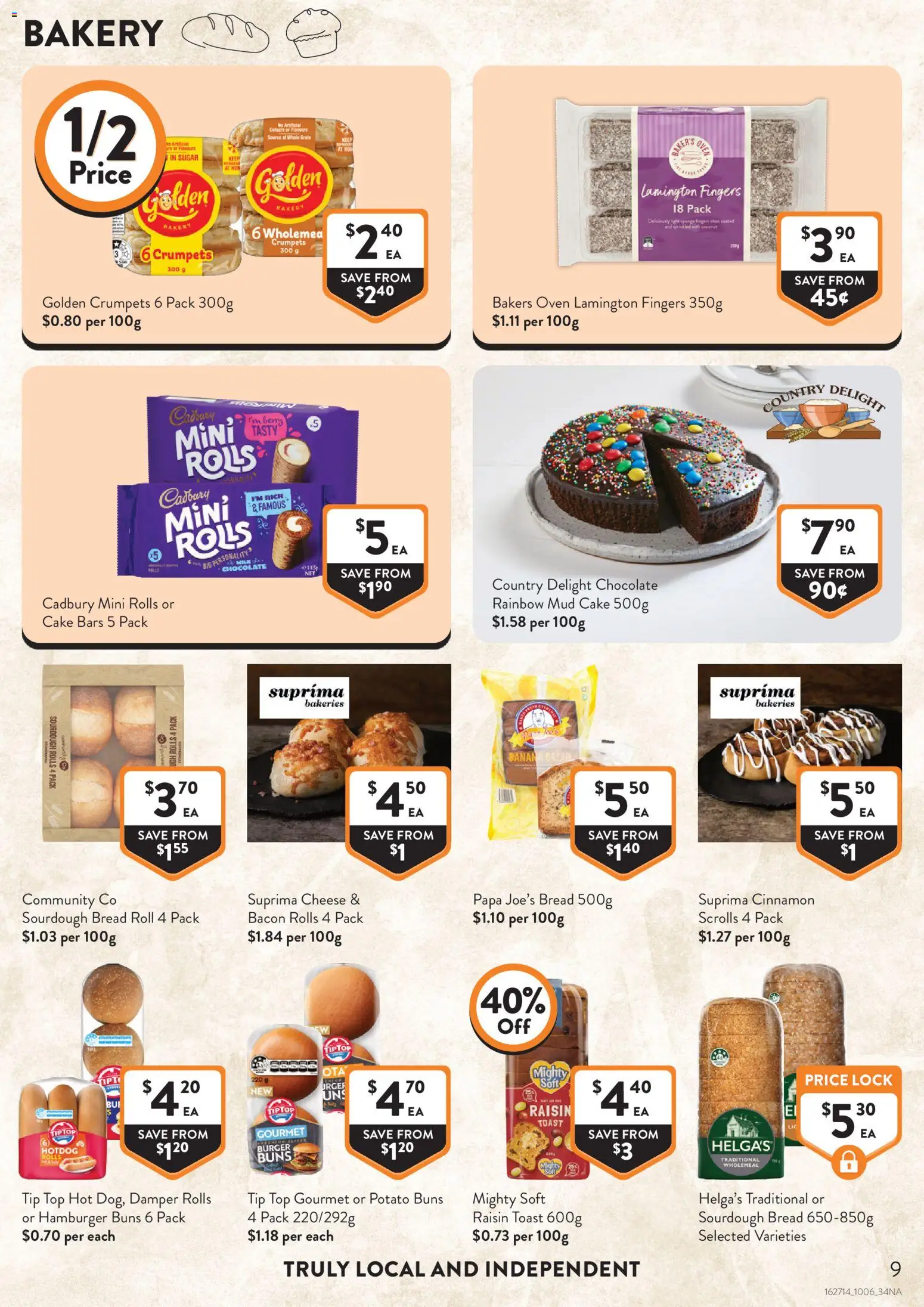 Foodworks catalogue - valid from 10.06.2026 | Page: 9 | Products: Bacon, Crumpets, Bread, Bakery