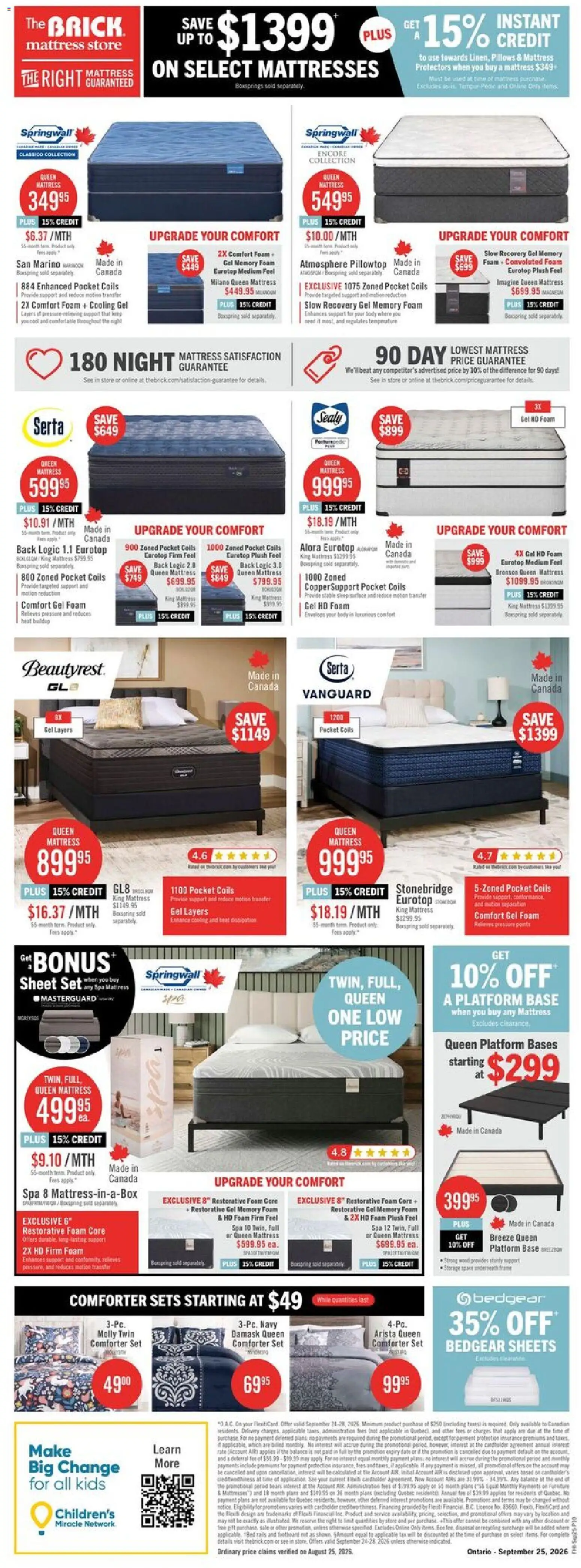 The Brick flyer valid from Sep 25, 2026 | Page: 13 | Products: Foam, Mattresses, Mattress, Oil
