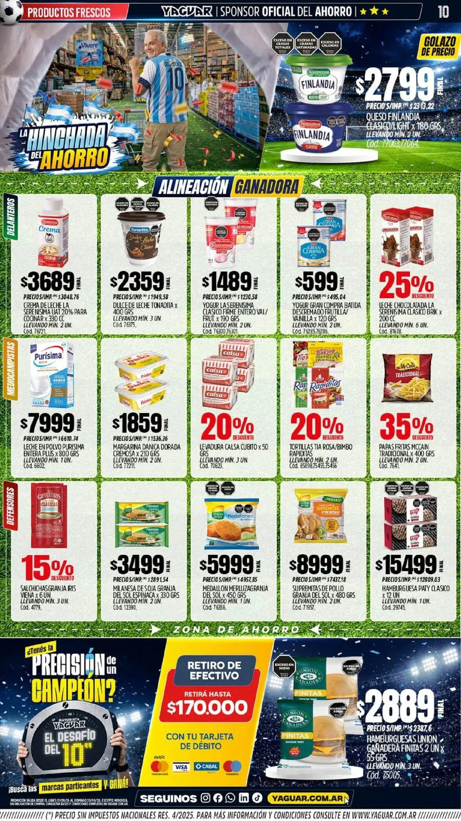 Yaguar - Oferta Semanal Mar del Plata │ válido desde el 01.06.2026 | Página: 9 | Productos: Milanesa, Yogur, Espinaca, Crema