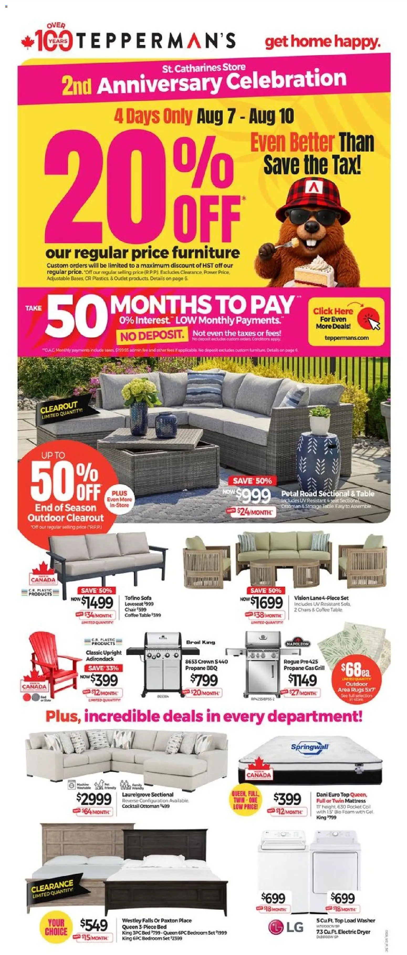 Tepperman's flyer valid from Aug 7, 2026 | Page: 5 | Products: Table, Cocktail, Coffee, Chairs