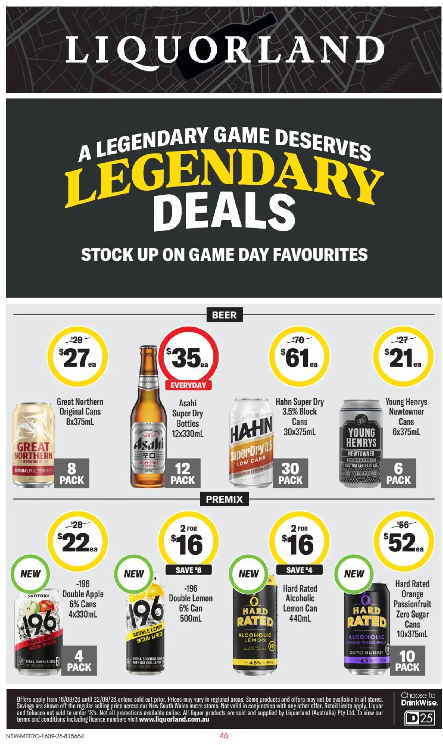 Liquorland catalogue - valid from 16/09/2026 | Page: 1 | Products: Beer, Passionfruit, Lemon, Game