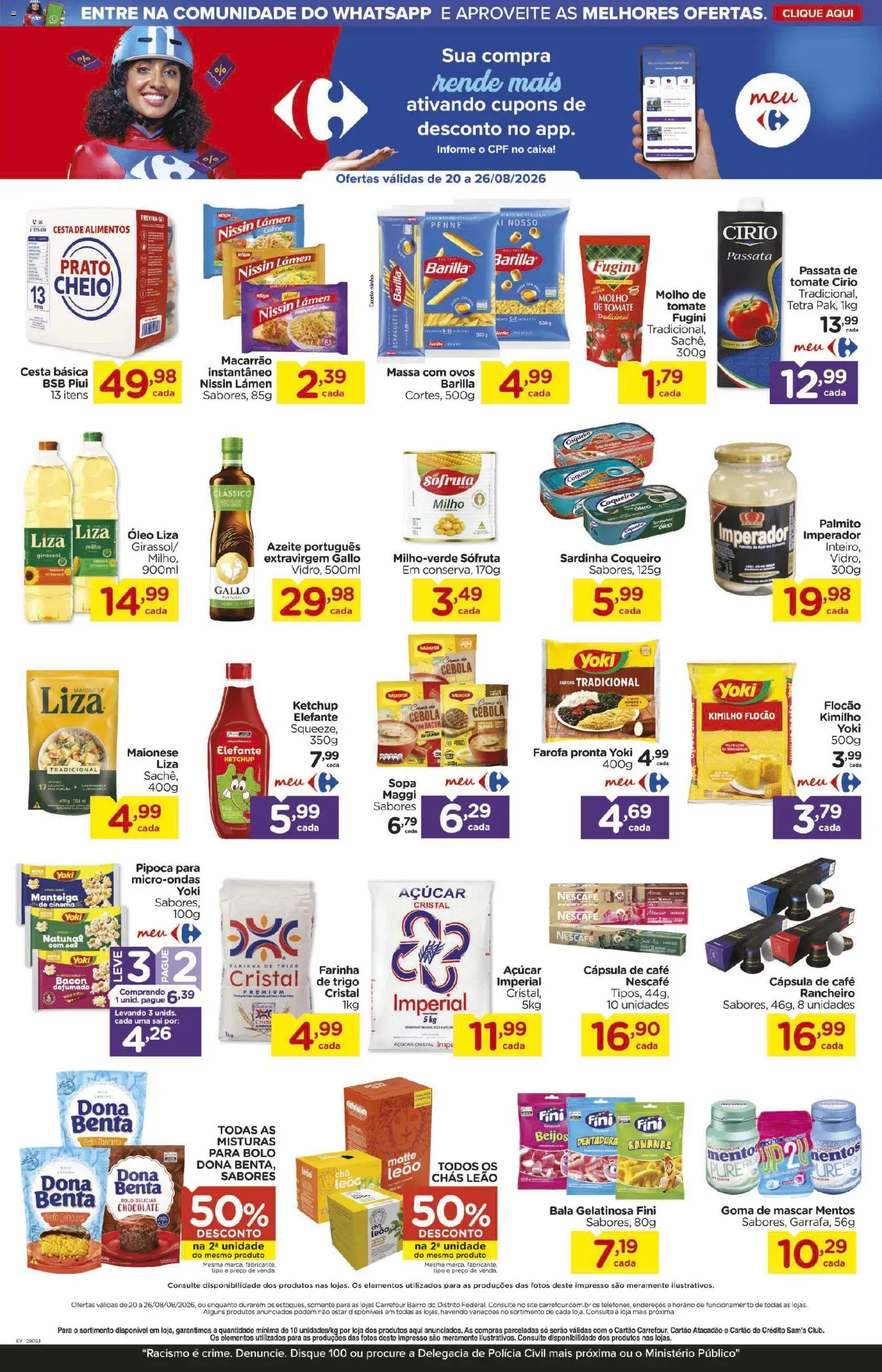 Carrefour Bairro Folheto - válido de 20/08/2026 | Página: 4 | Produtos: Macarrão, Ketchup, Creme, Bala