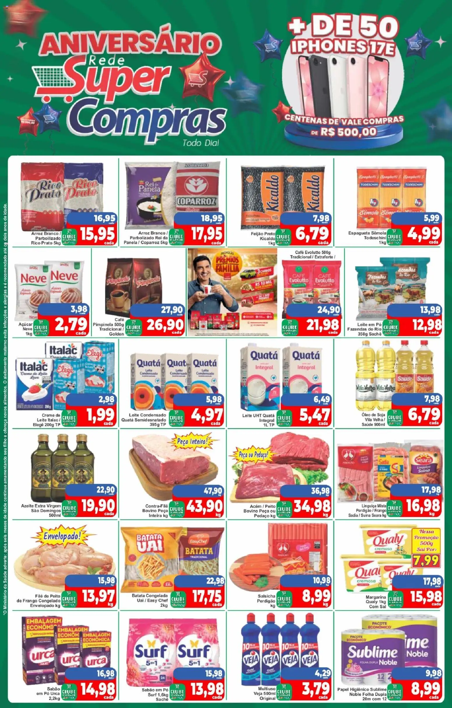 Rede Super Compras Folheto - válido de 17/08/2026 | Página: 1 | Produtos: Espaguete, Pó, Café, Batata