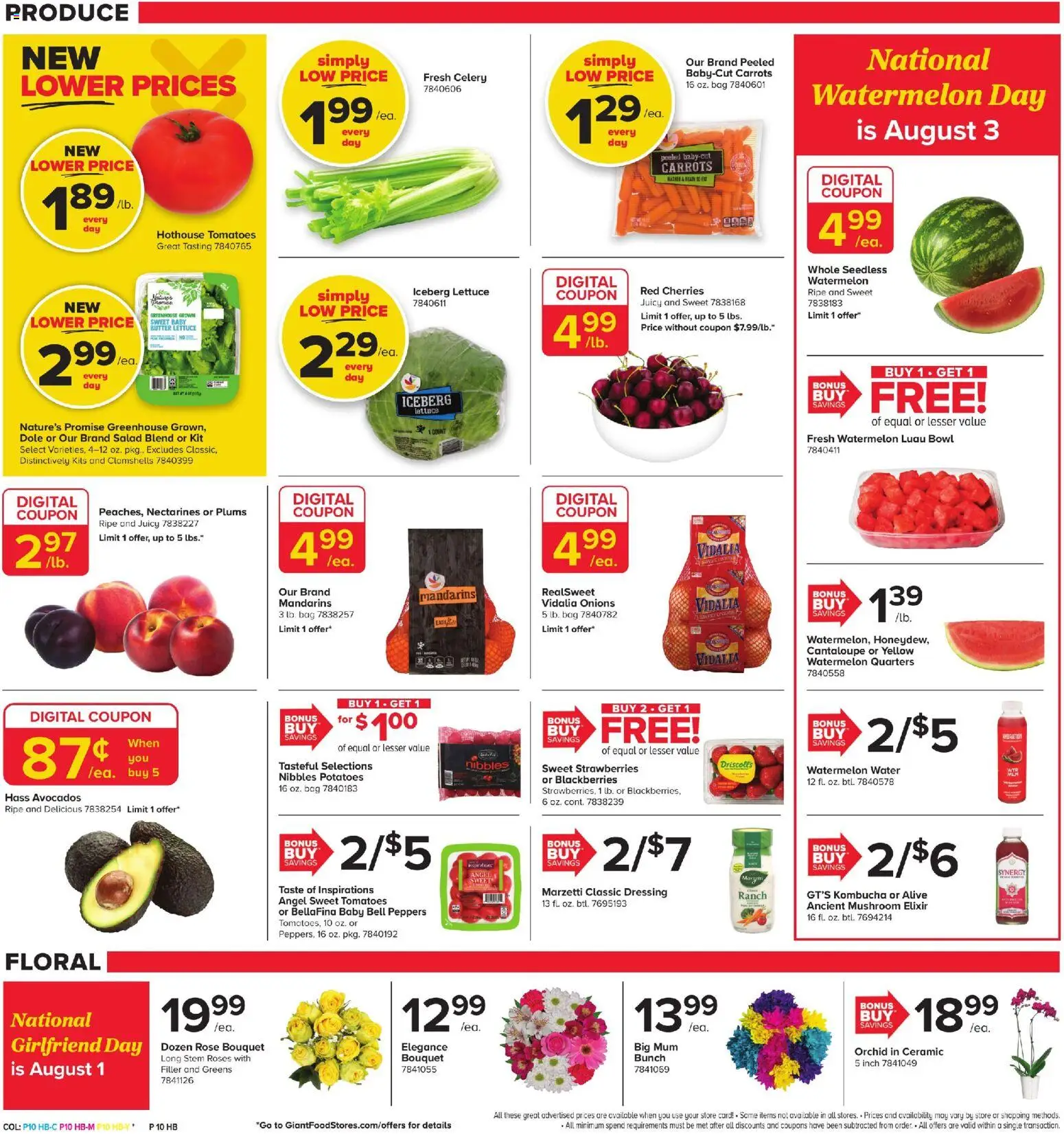 Giant Weekly Ad - valid from 07/31/2026 | Page: 8 | Products: Nectarines, Salad, Water, Celery