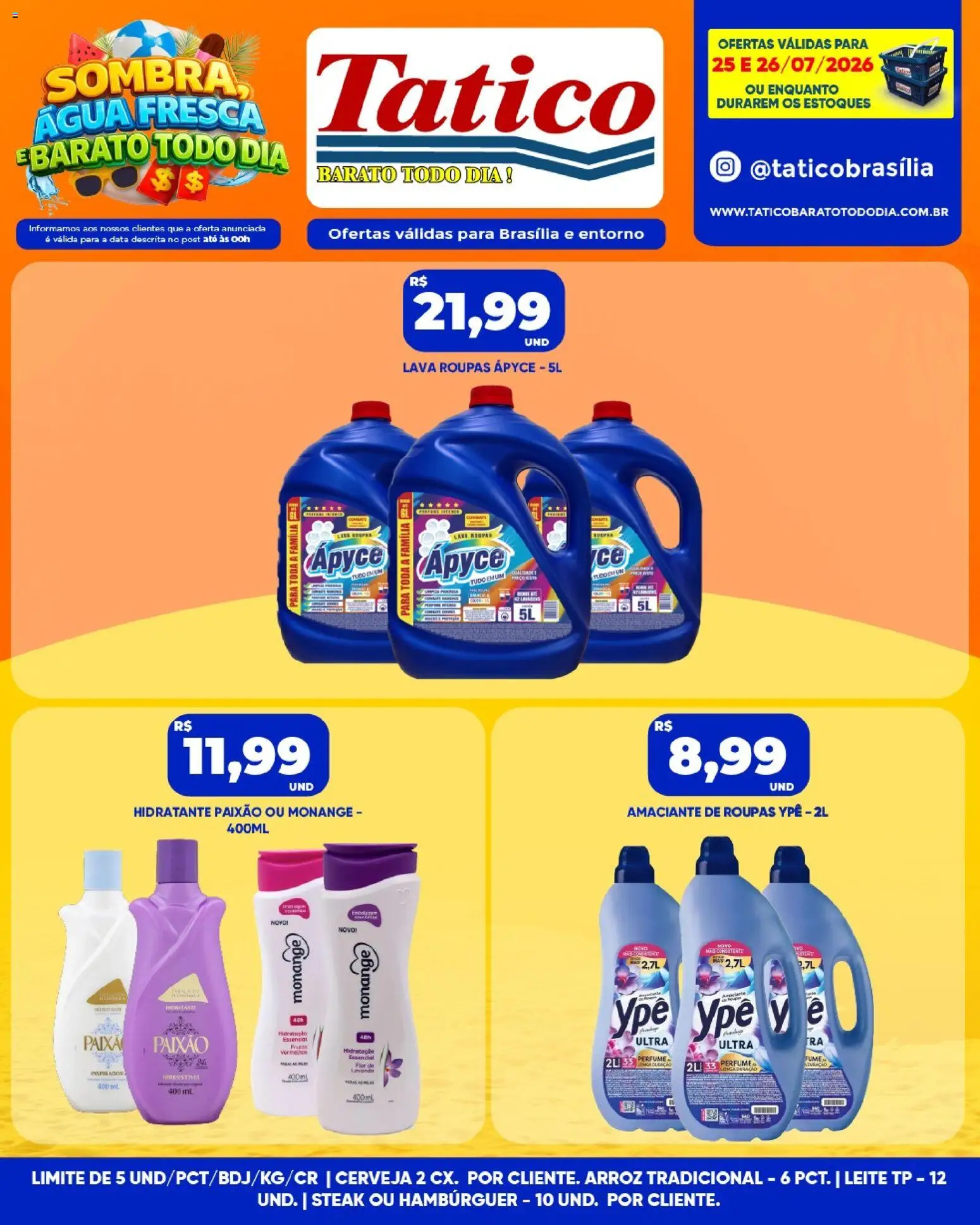 Tatico Folheto - válido de 27/07/2026 | Página: 28 | Produtos: Leite, Cerveja, Arroz, Roupas