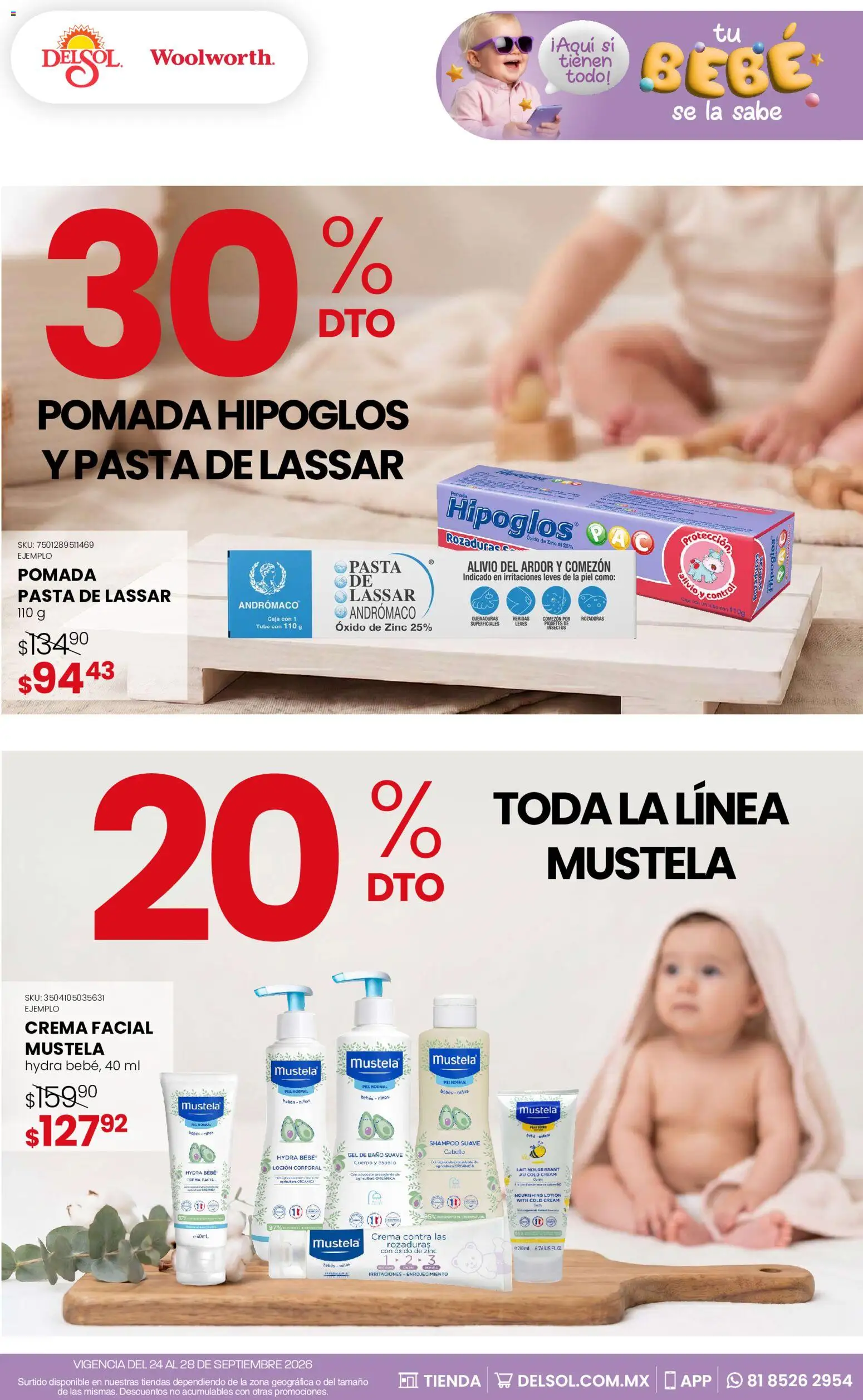 Nuevas ofertas de Del Sol y Woolworth válidas en toda la República Mexicana desde el 24/09/2026. ¡Encuentra las mejores ofertas en Del Sol y Woolworth catálogo! | Página: 7 | Productos: Crema facial, Pasta, Caja, Baño